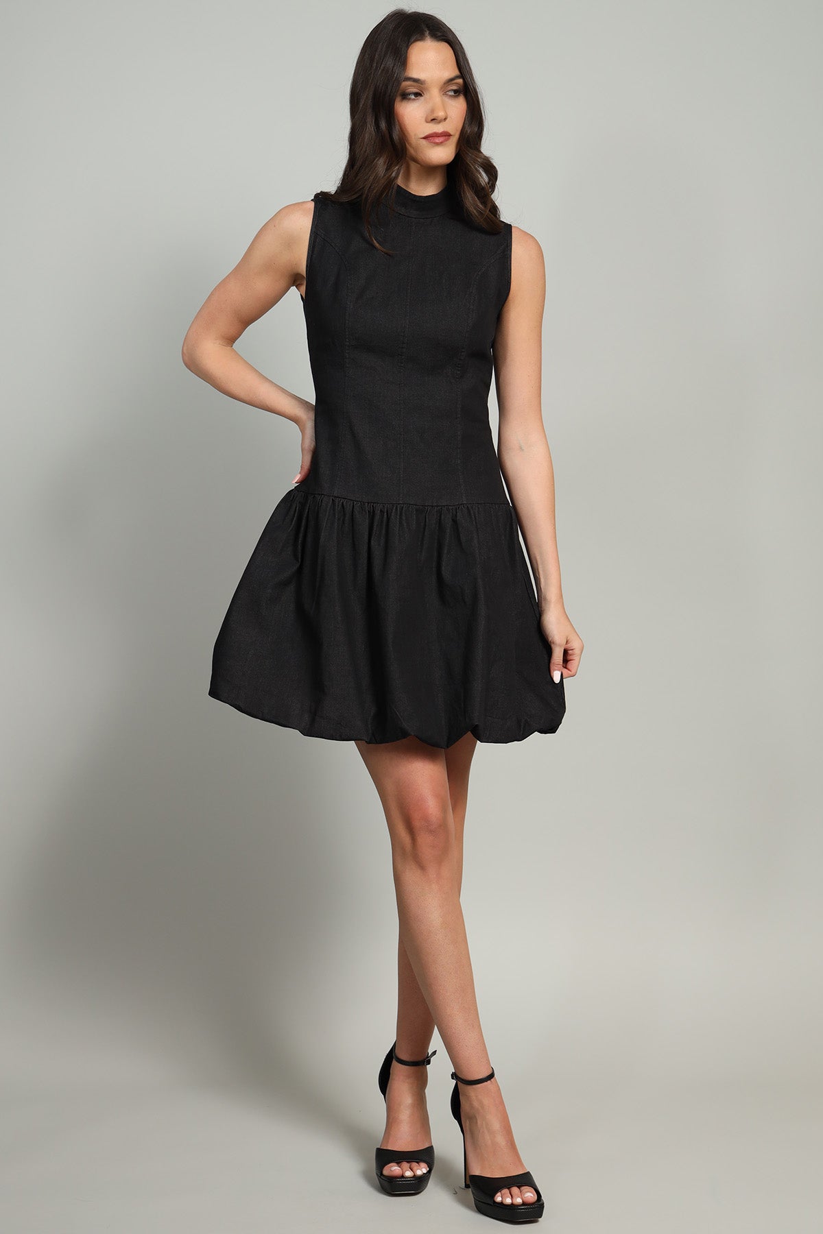 Bubble Hem Denim Dress