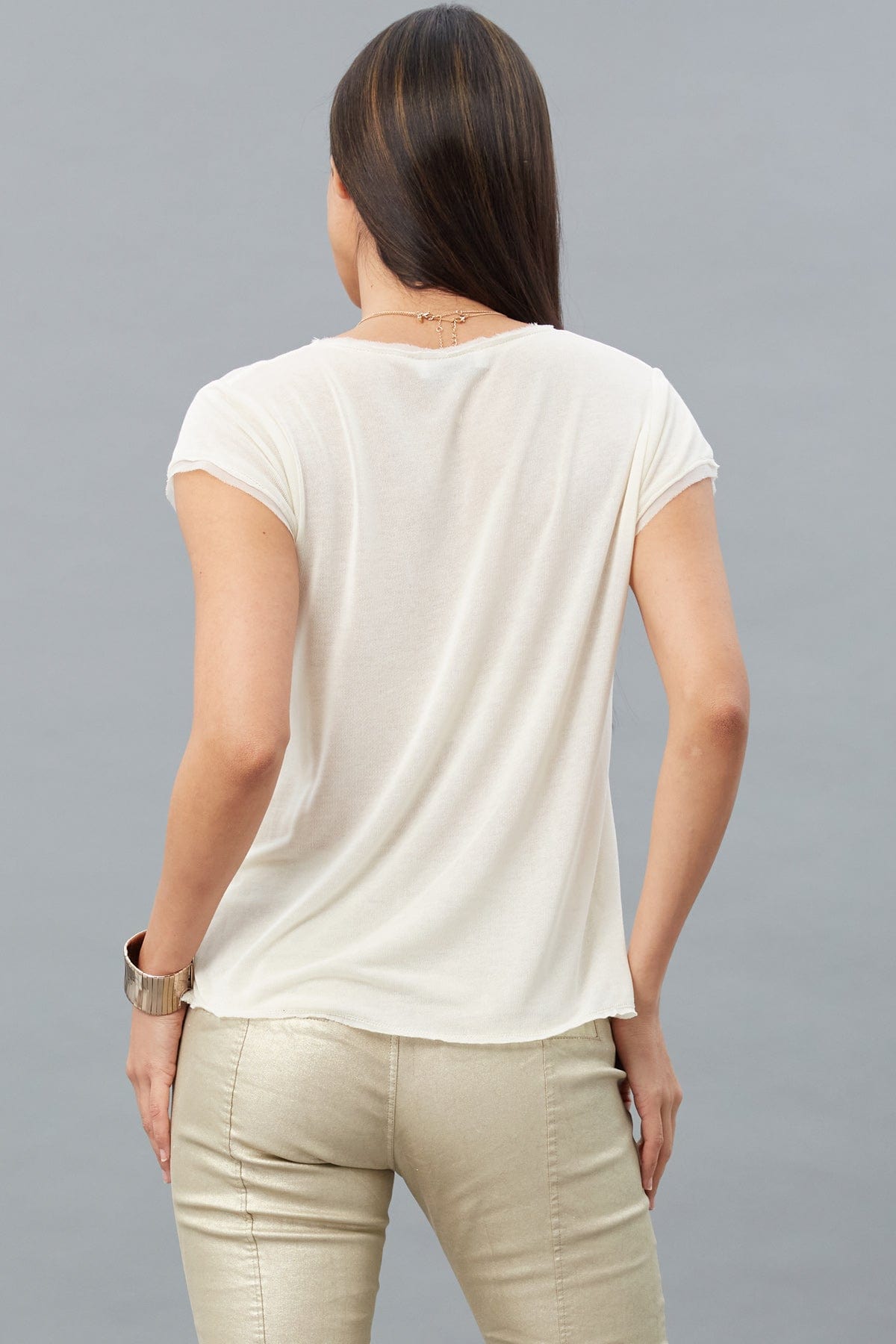 Silky Jersey Cap-Sleeve Top