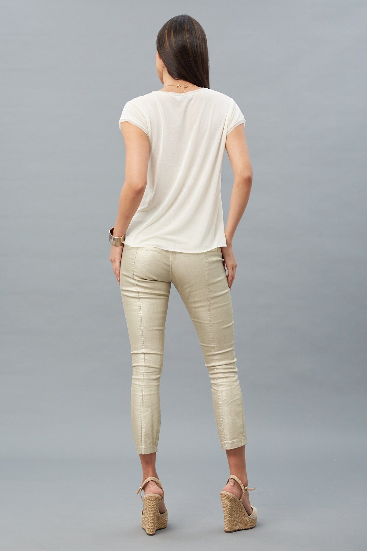 Silky Jersey Cap-Sleeve Top