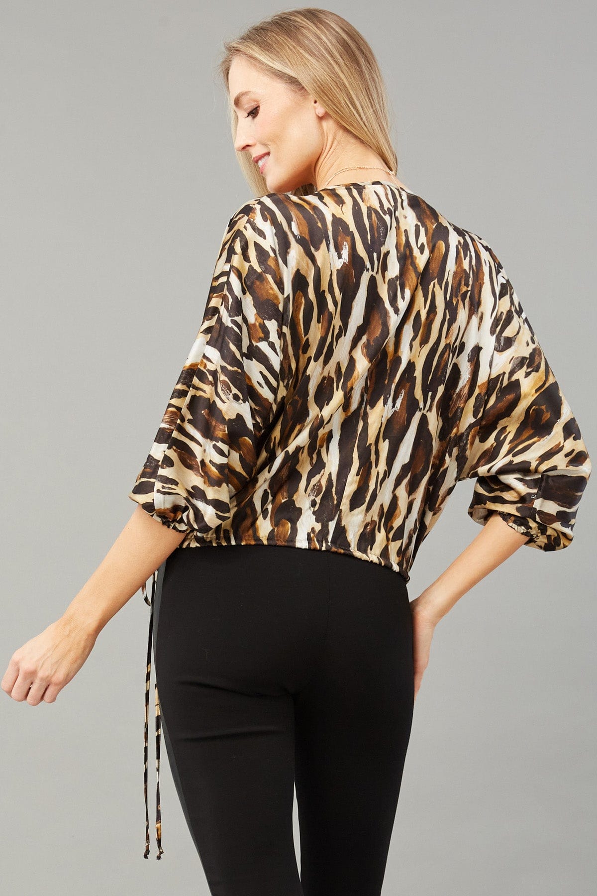 Leopard Surplice Wrap Top