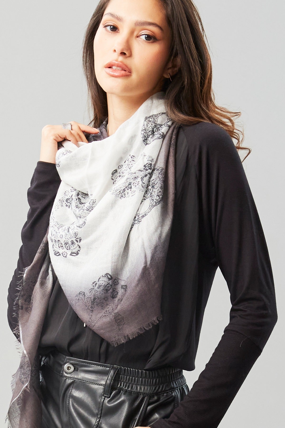 Cashmere Frida Skull Print Scarf