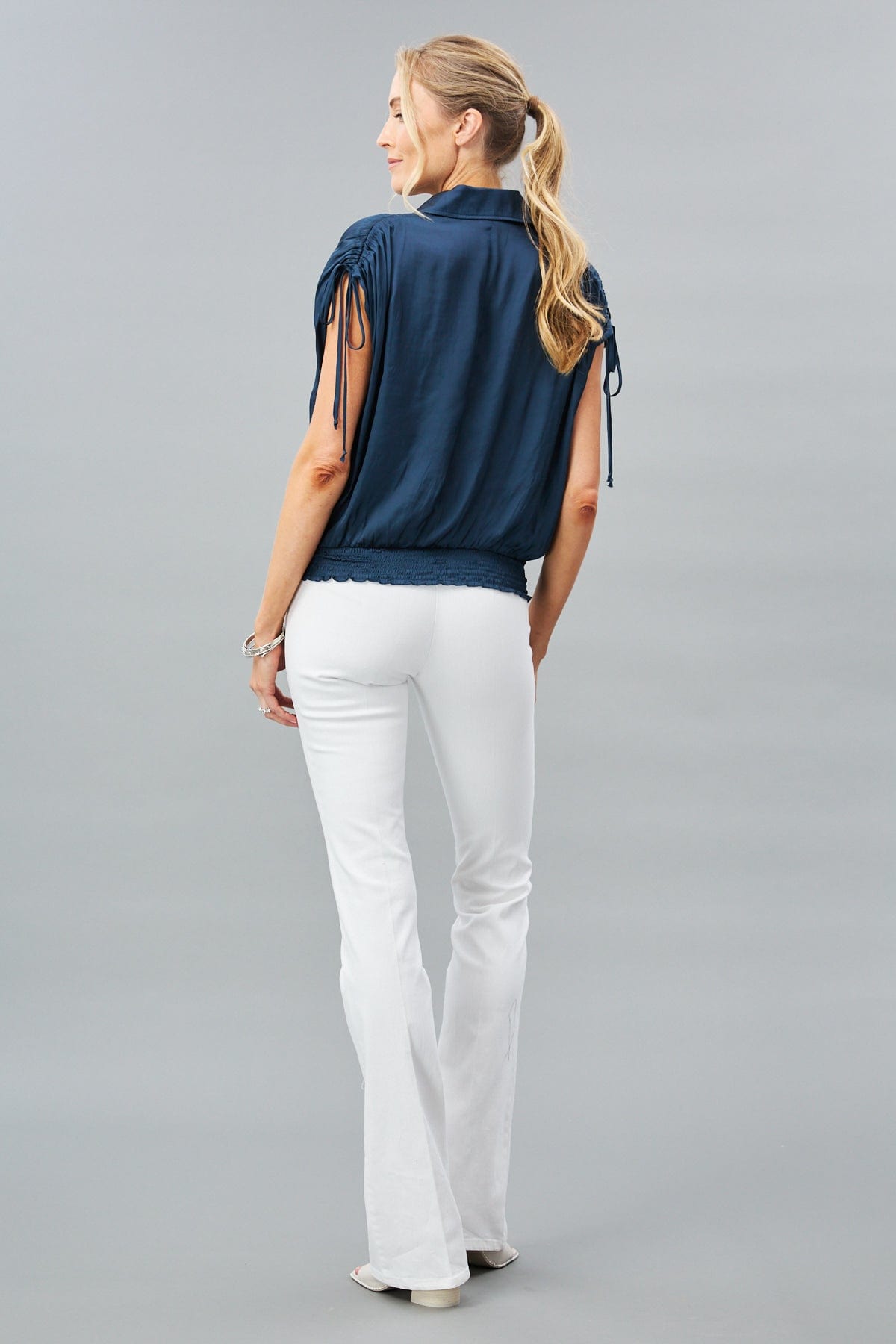 Gathered Shoulder Wrap Top
