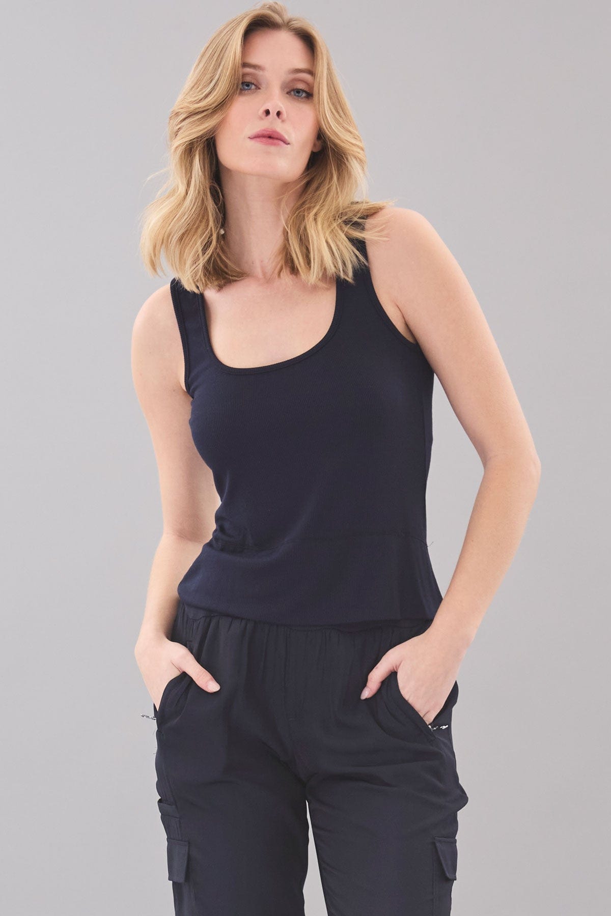 Rib Knit Scoop Neck Tank