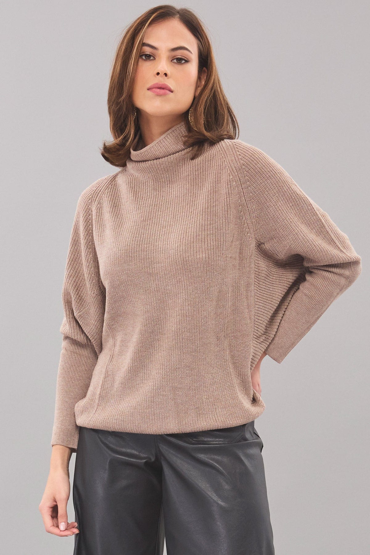 Batwing Mock Neck Sweater