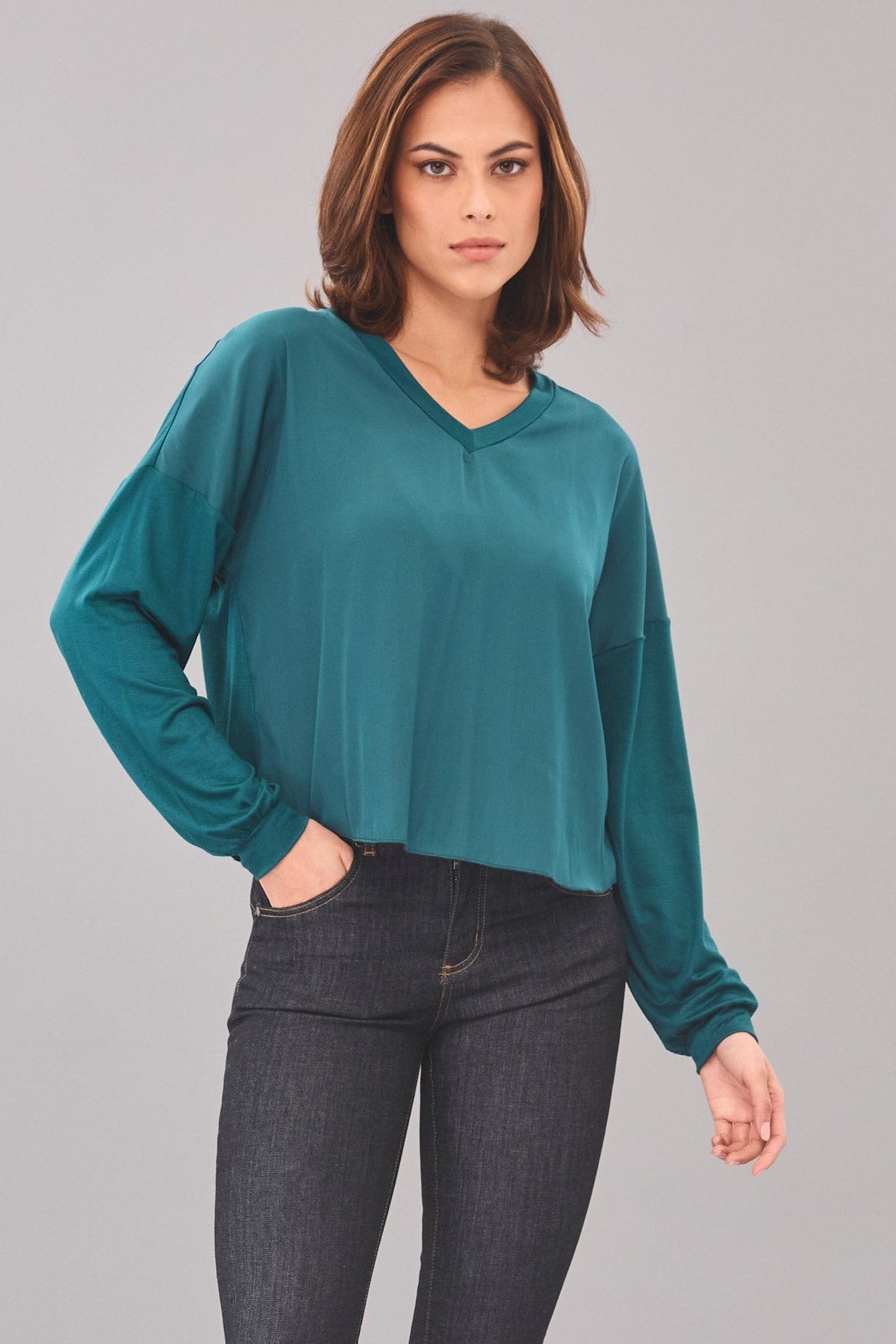 Long Sleeve Hybrid V-Neck