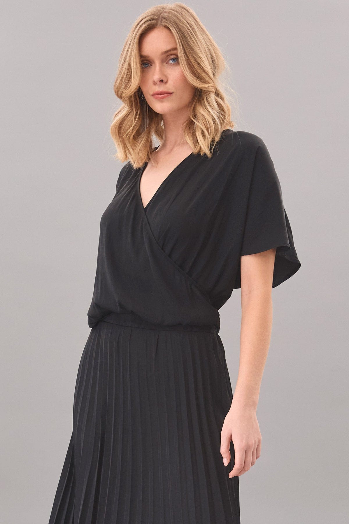 D-Satin Surplice Top