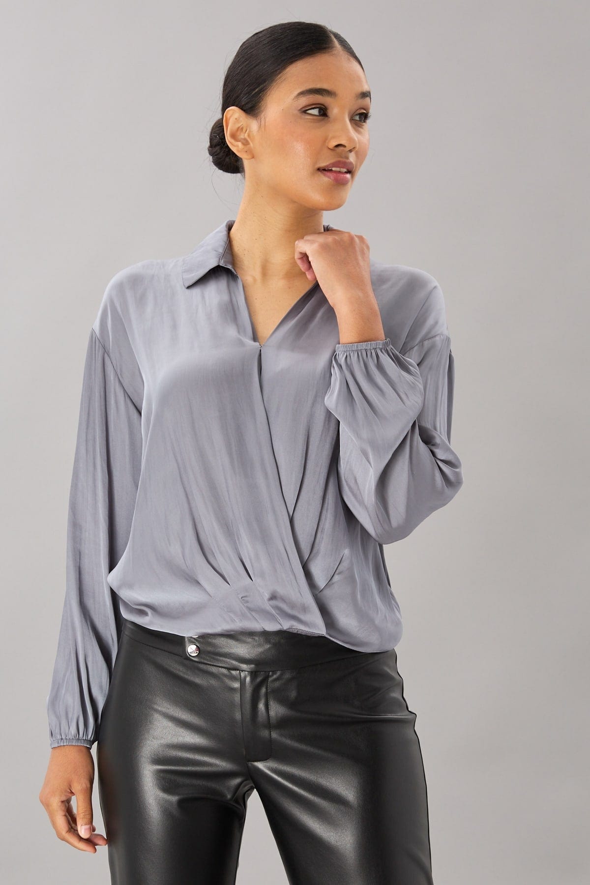 Vintage Satin Surplice Top