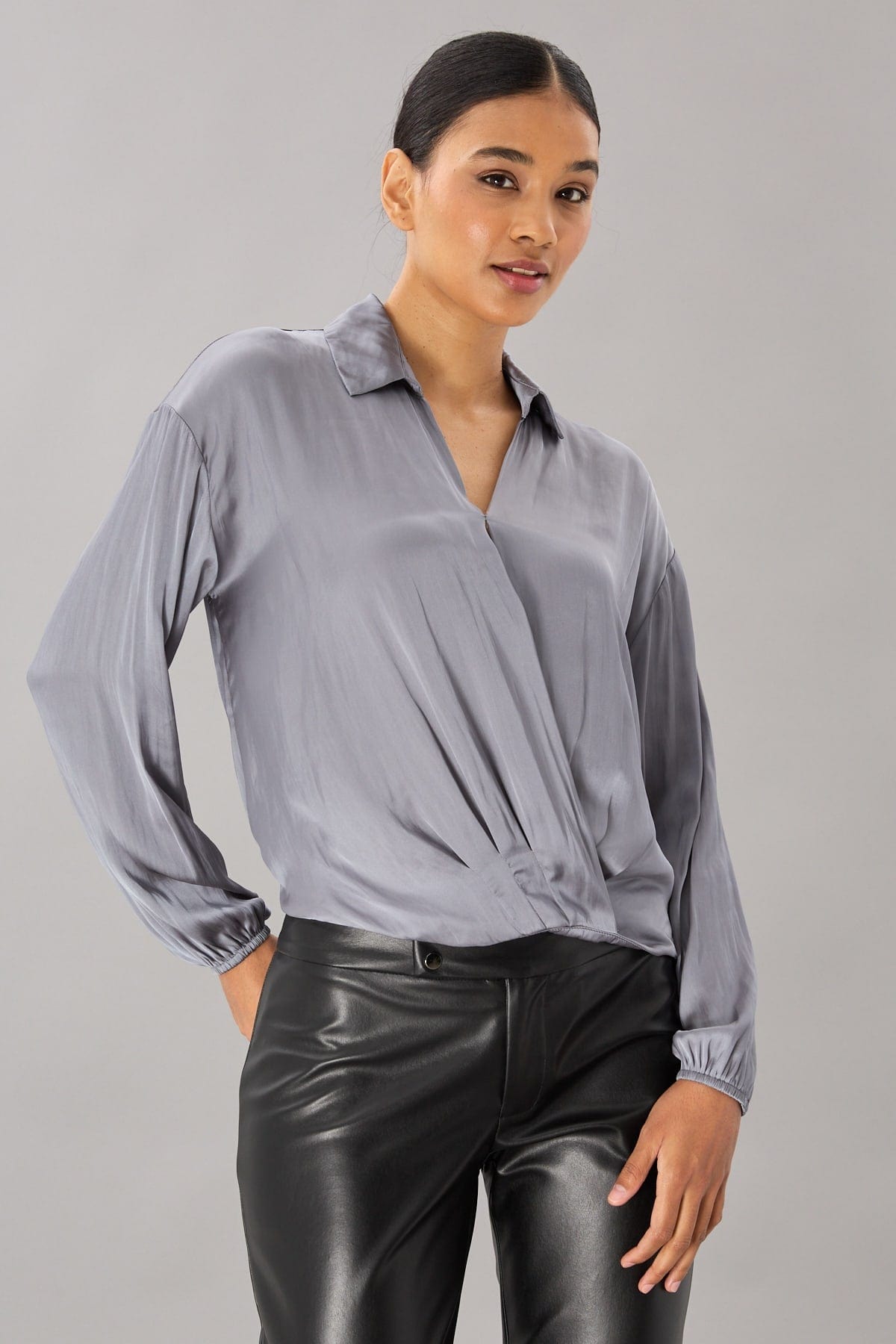 Vintage Satin Surplice Top