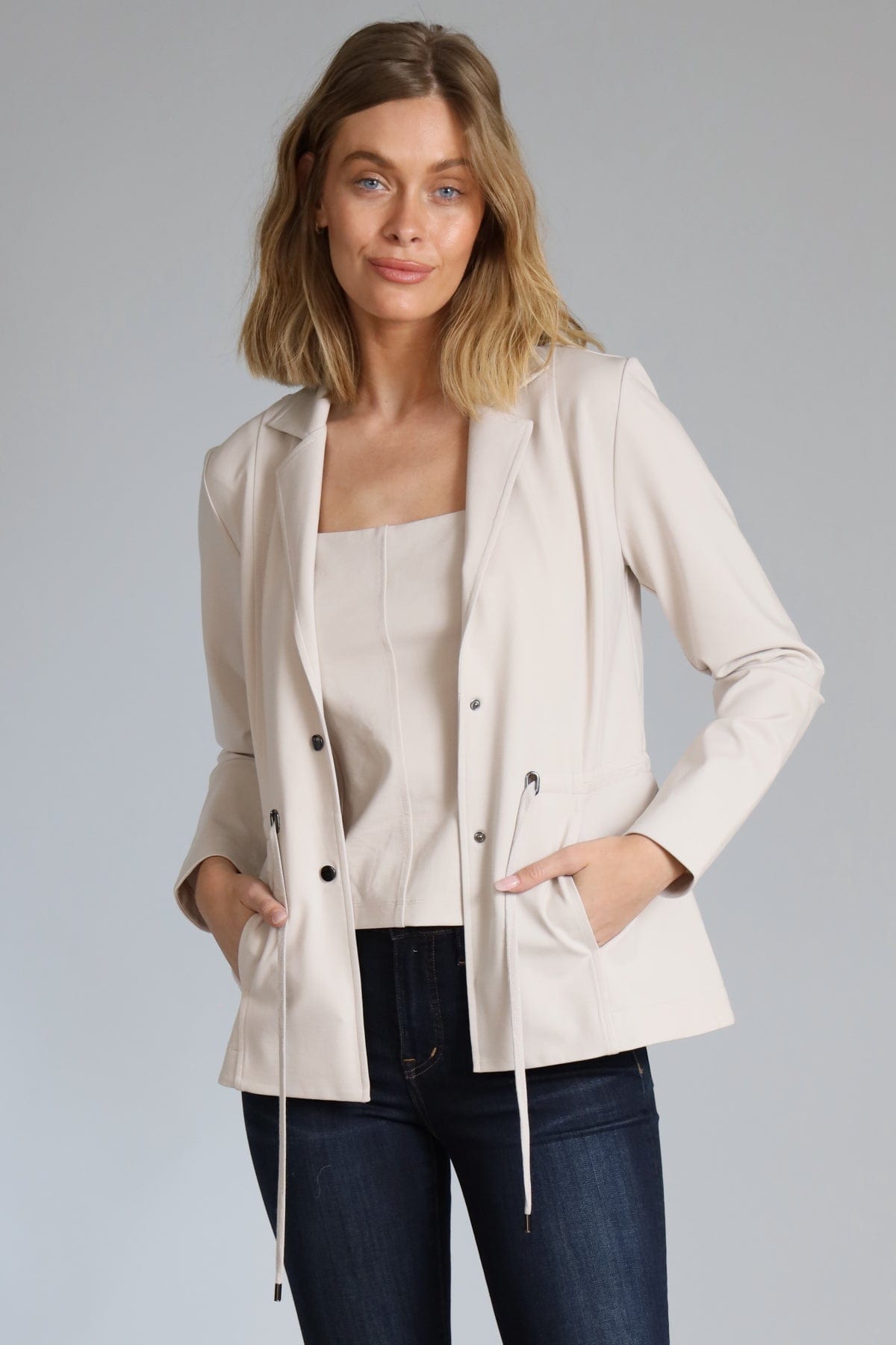 Ponte Drawstring Blazer