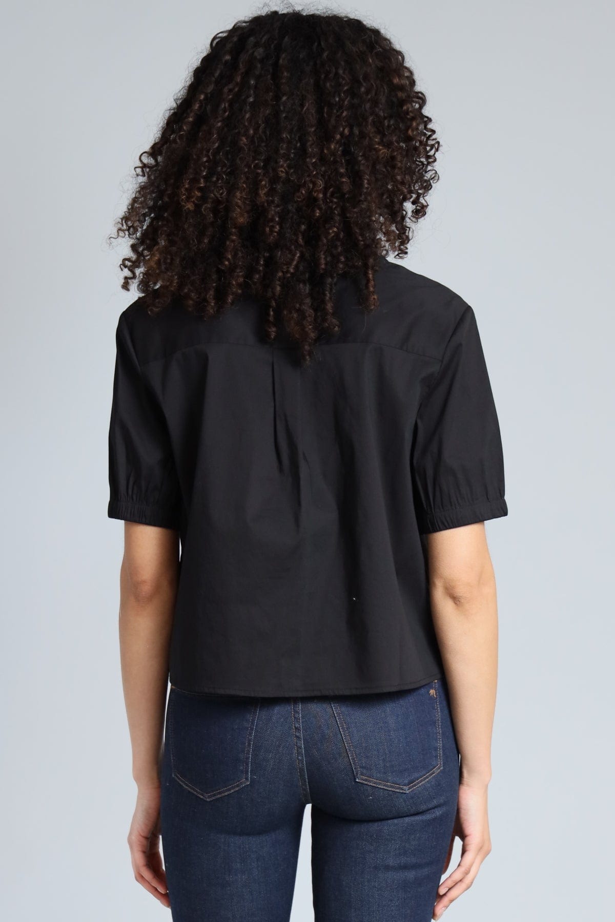 Stretch Poplin Cropped Button Down Shirt