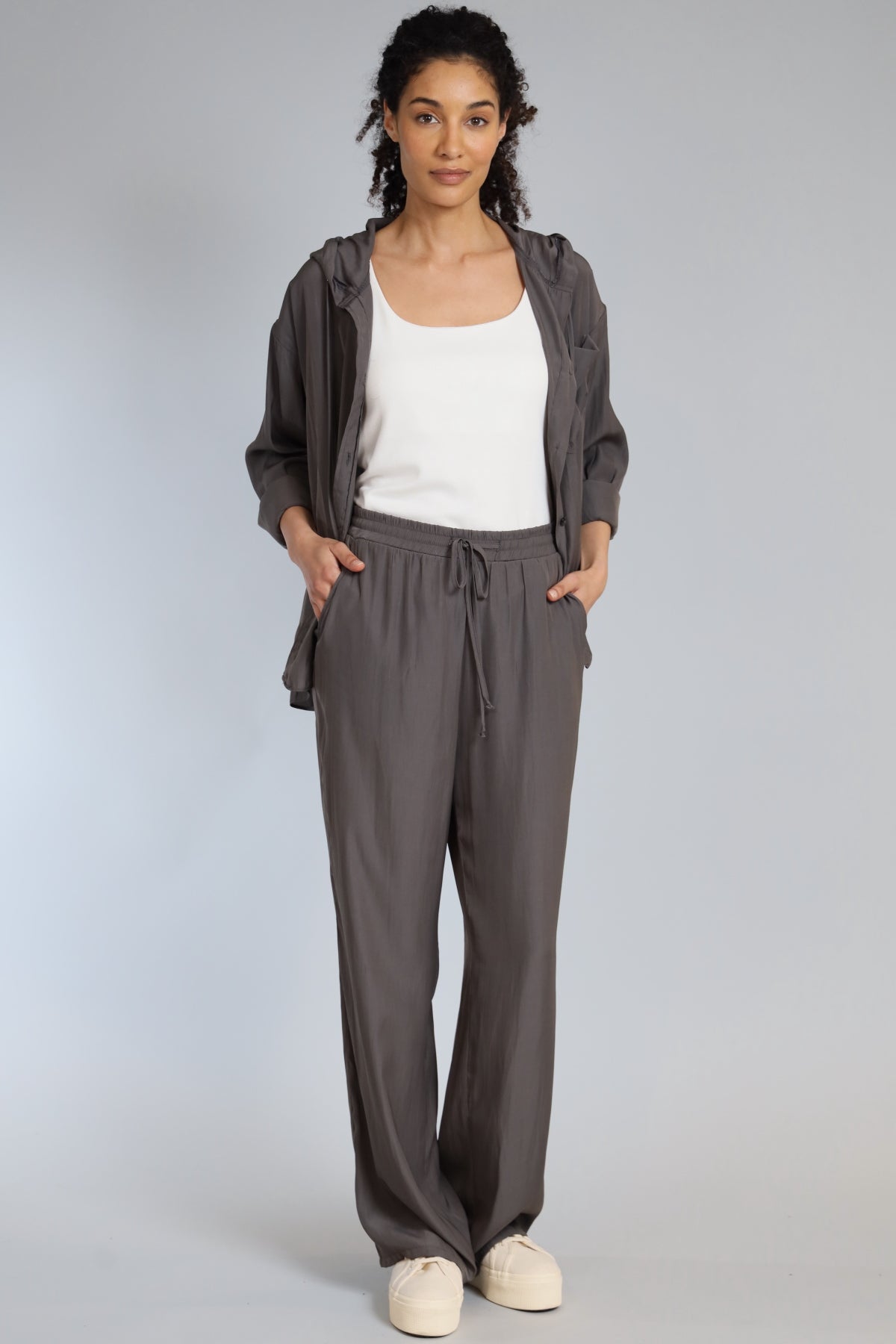 Flat Front D Satin Trouser