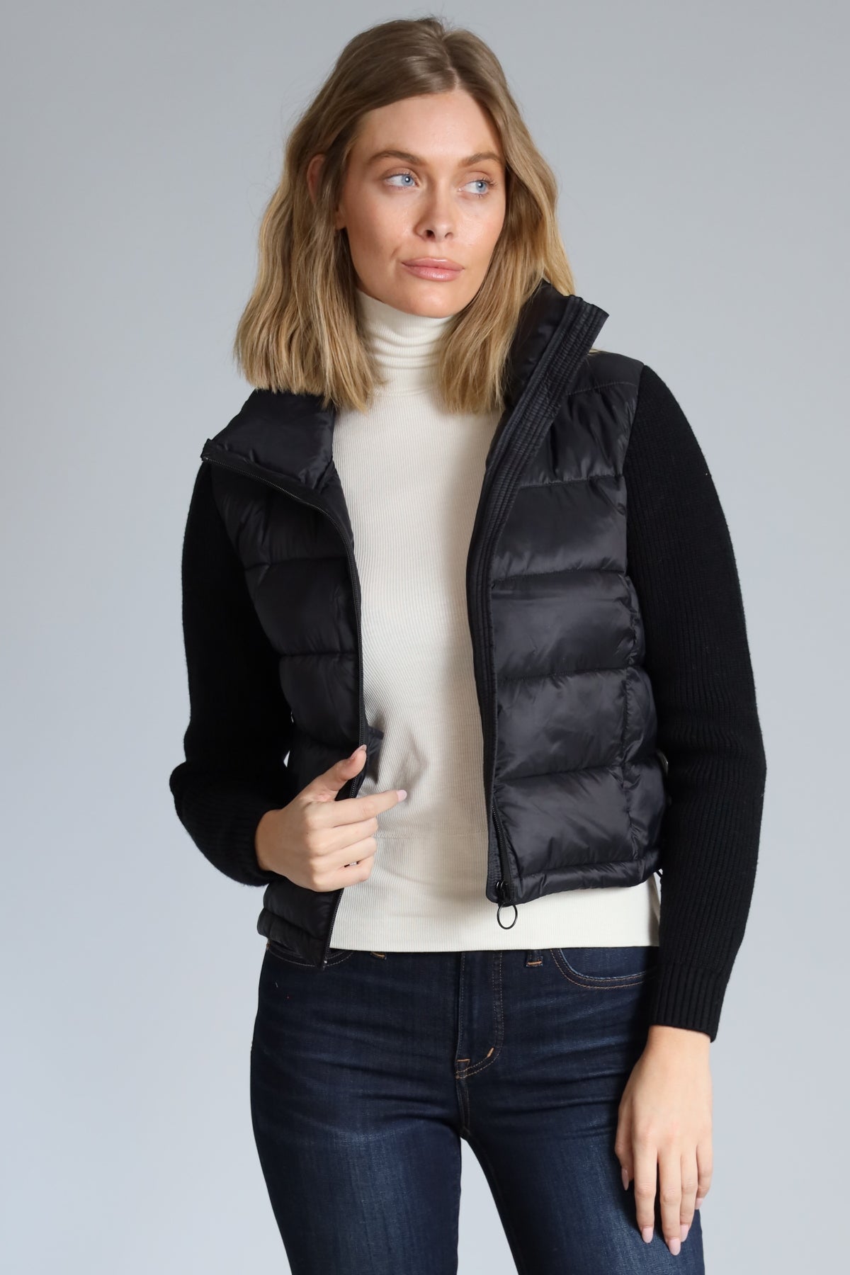 Sweater Sleeve Puffer Jacket