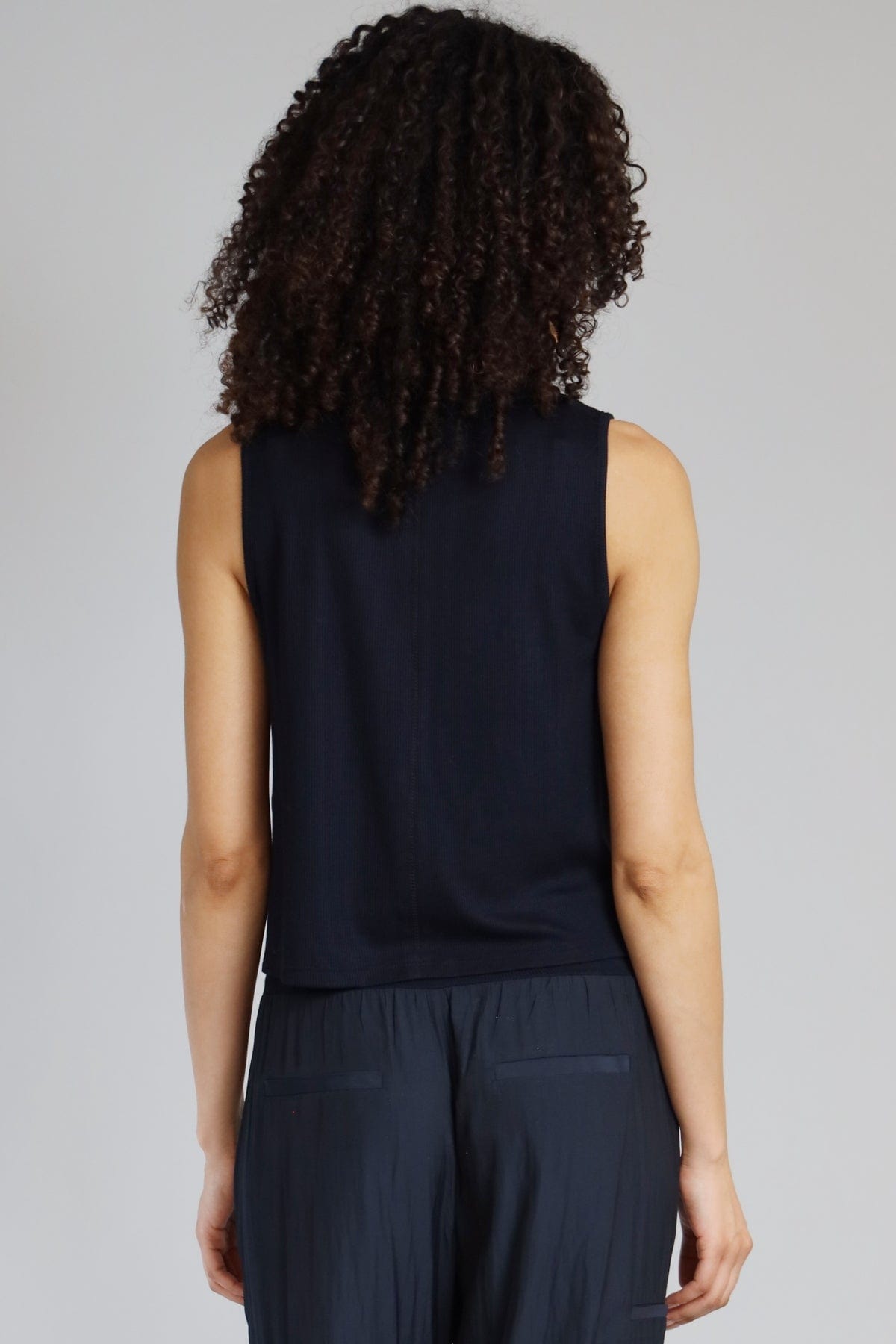 Sleeveless Rib Mock Neck Top