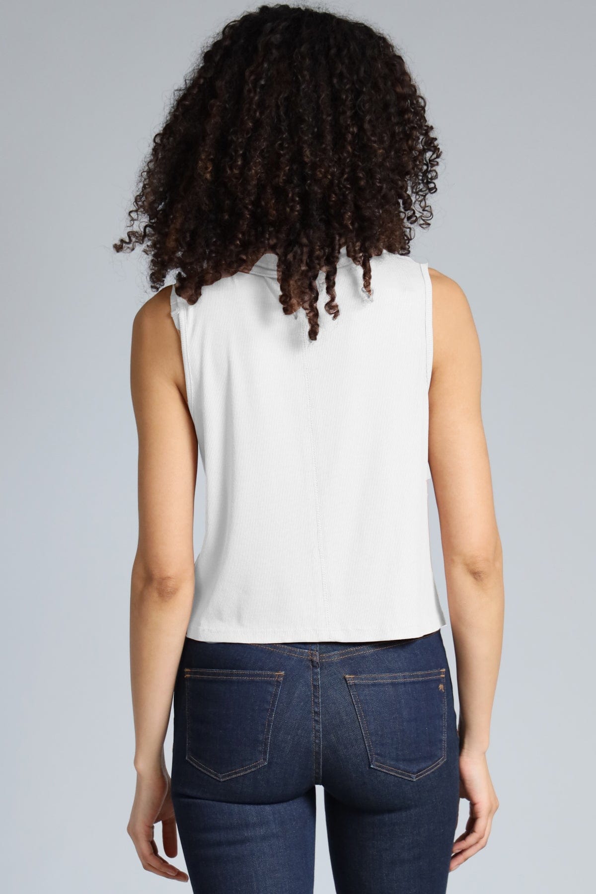Sleeveless Rib Mock Neck Top