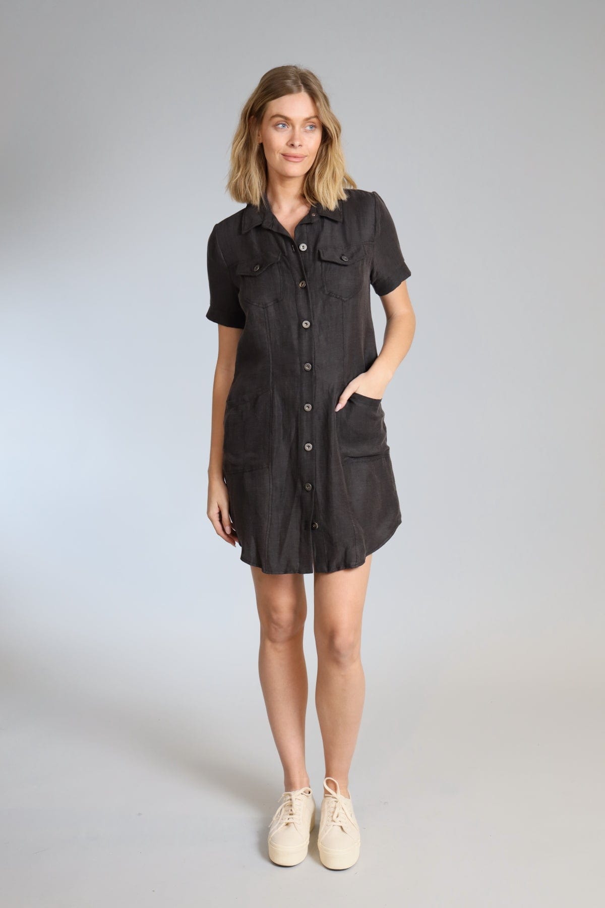 Cupro Linen Denim Style Dress