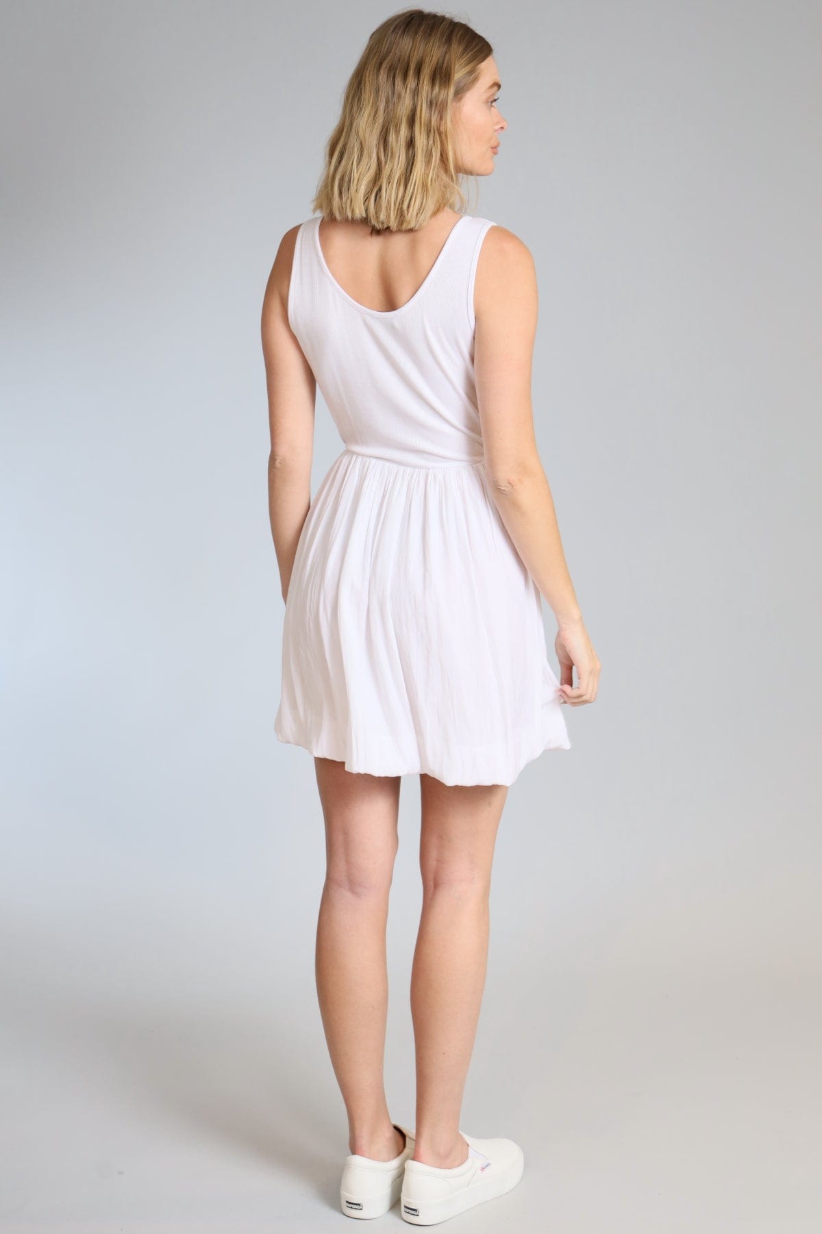 Mixed Media Balloon Tank Dress