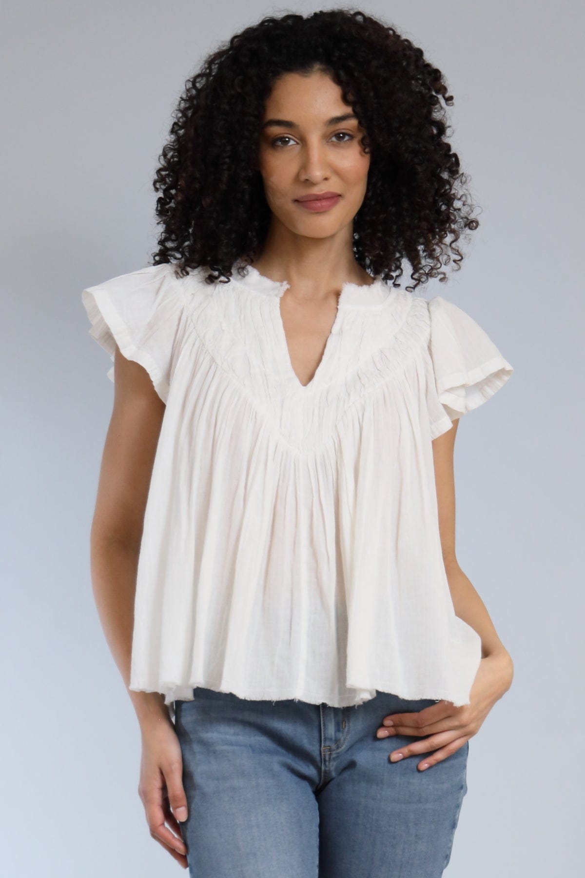 Flutter Sleeve Cotton Gauze Top