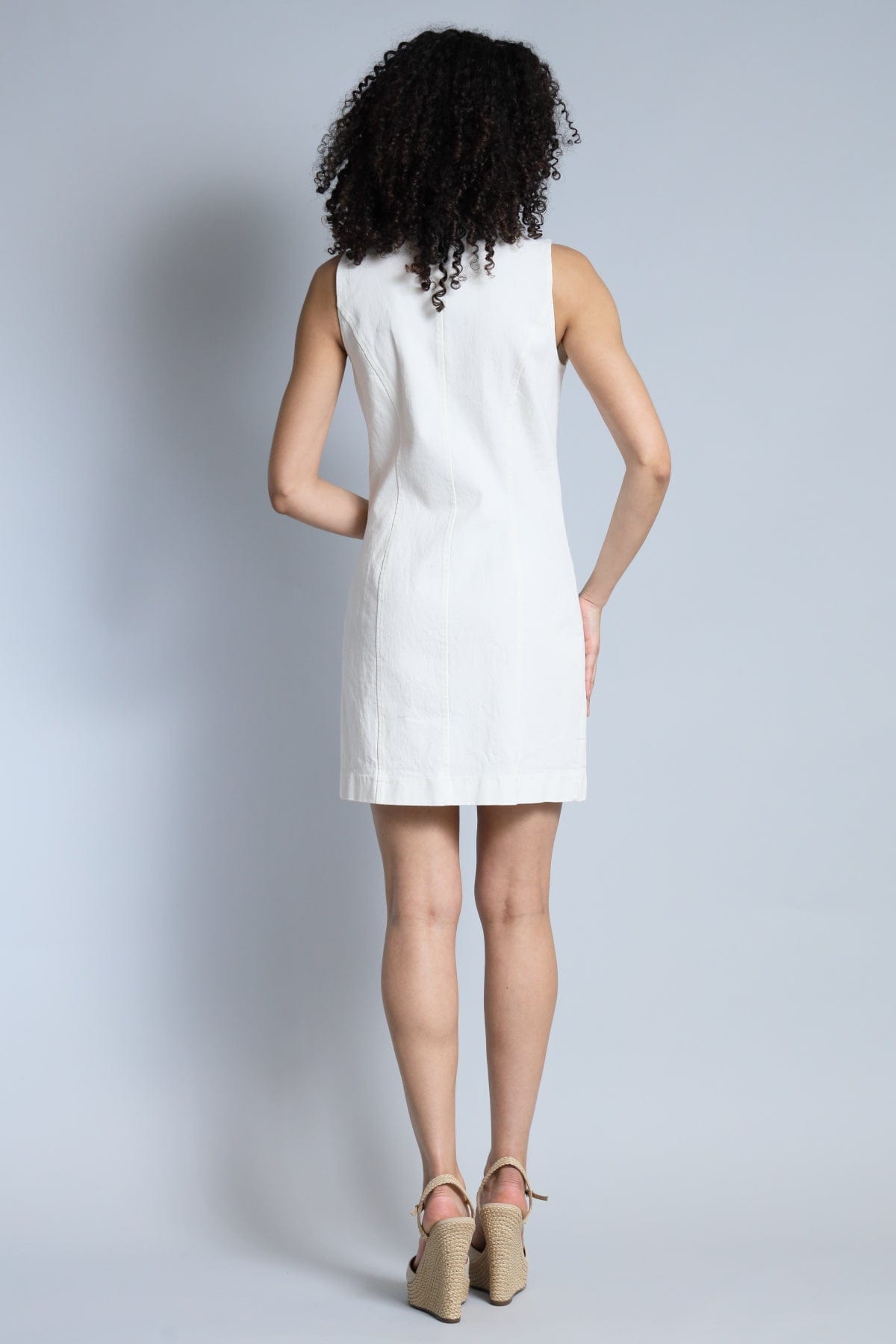 White Denim Zipper Dress