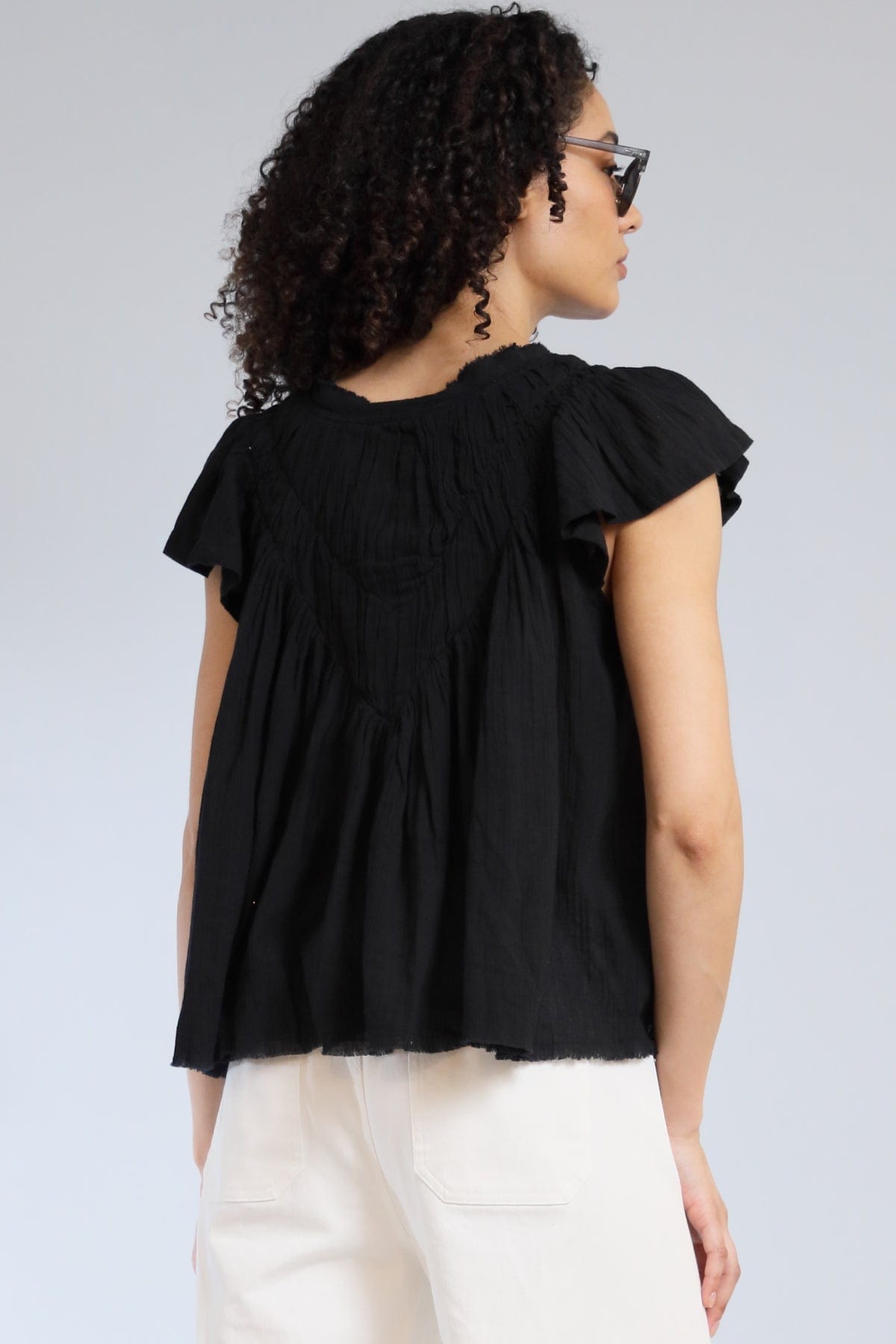 Flutter Sleeve Cotton Gauze Top