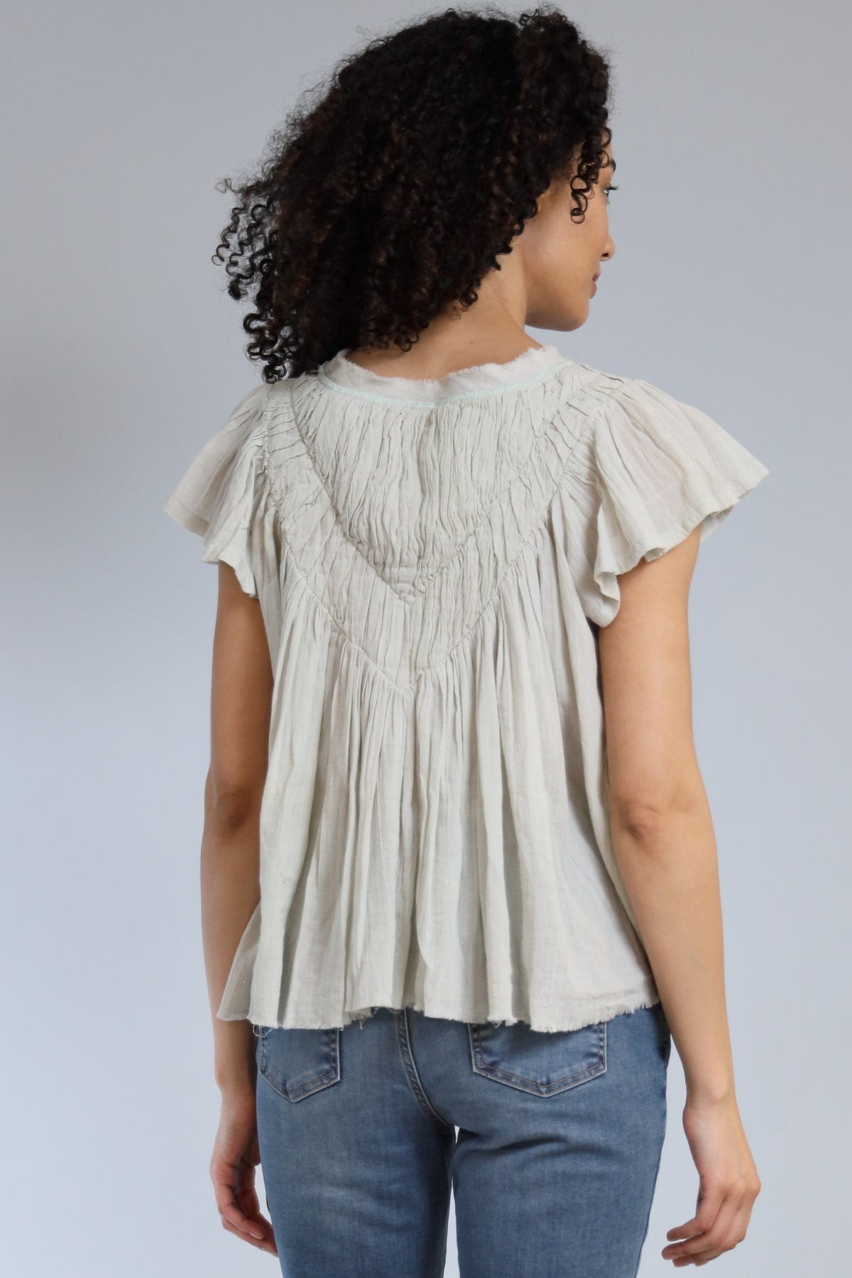 Flutter Sleeve Cotton Gauze Top
