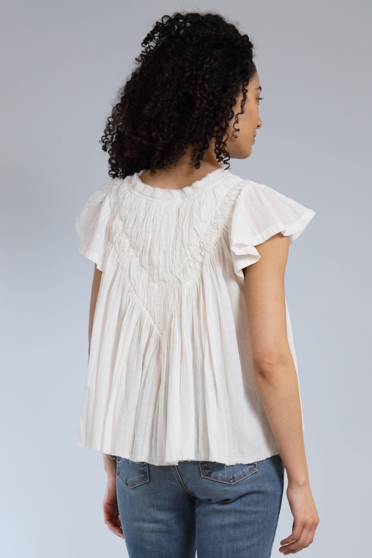 Flutter Sleeve Cotton Gauze Top