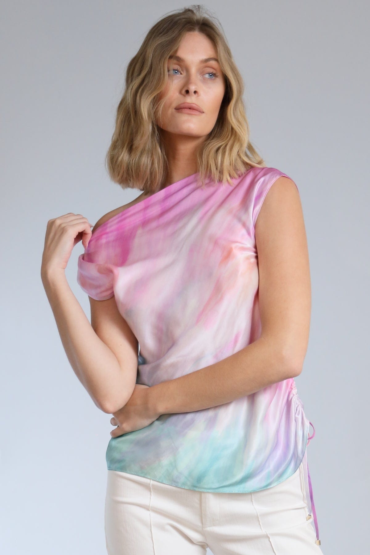 Ombre Tie Dye Asymmetrical Top
