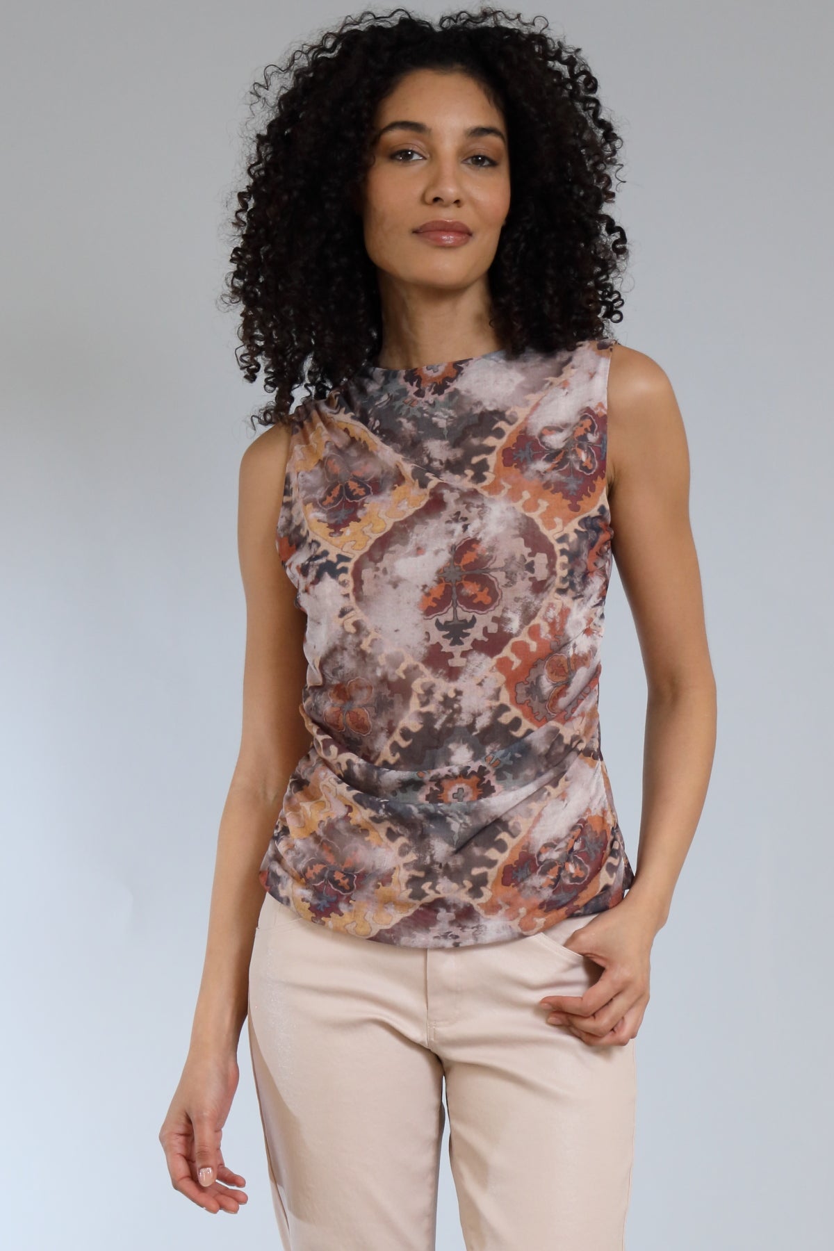 Aztec Mesh Sleeveless Top