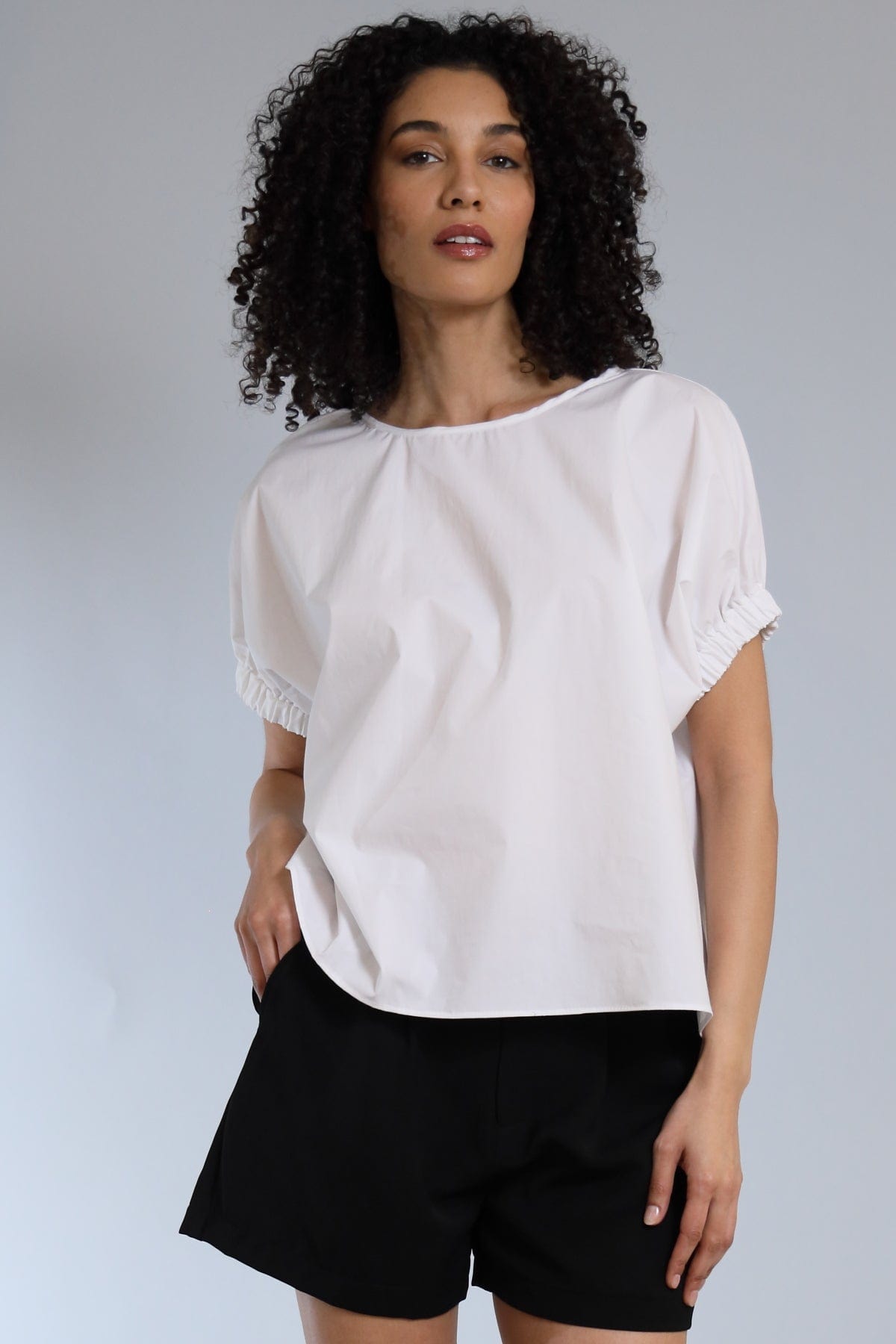 Stretch Poplin Boxy T-Shirt