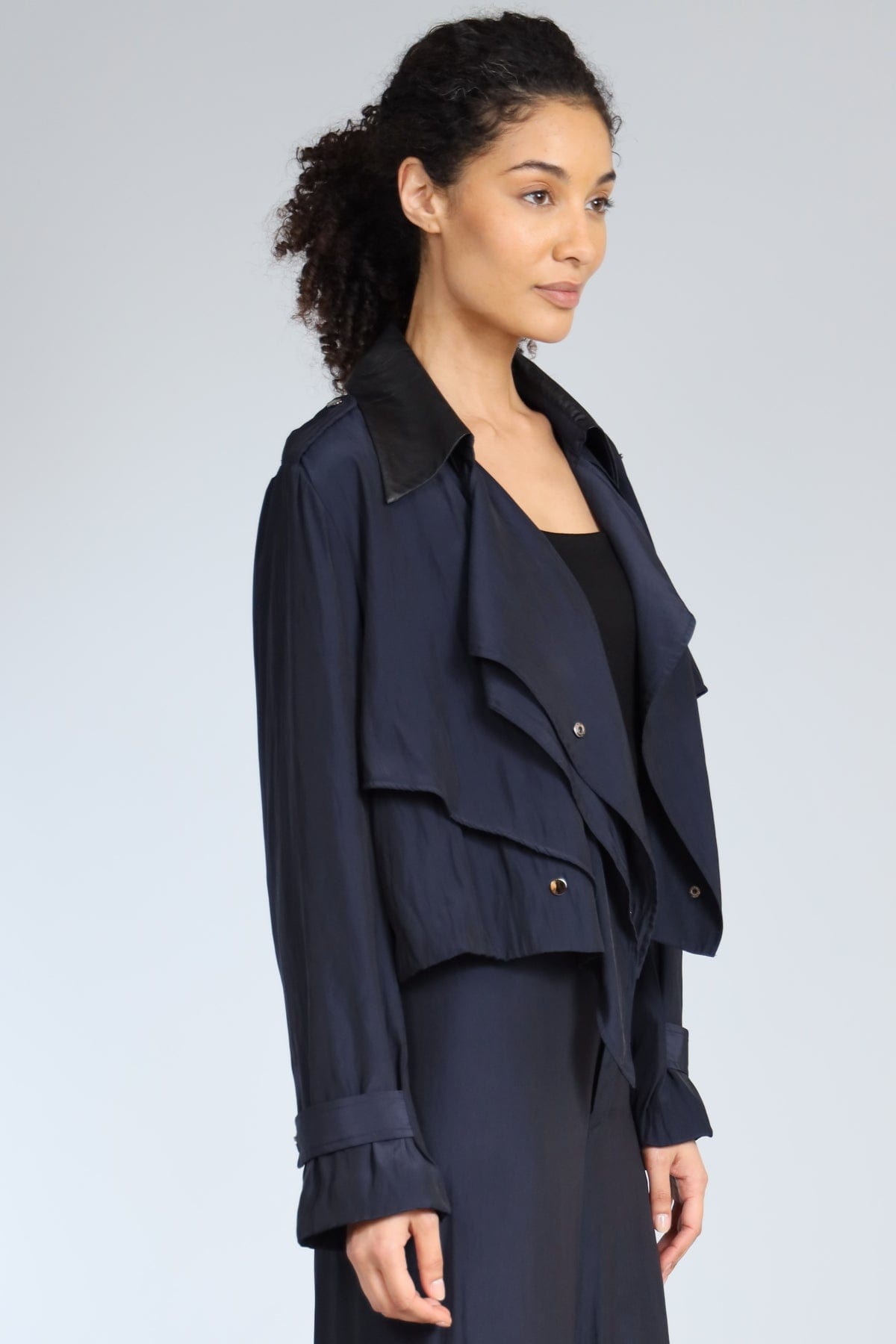 Leather Collar Trench