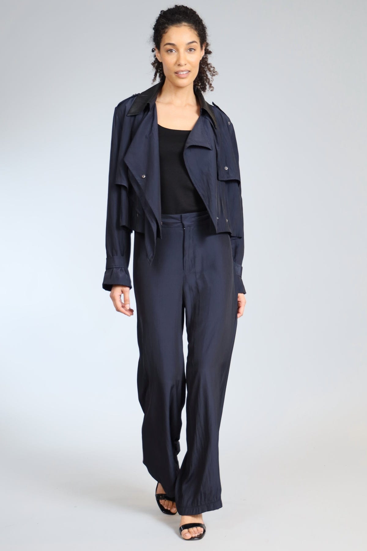 Leather Collar Trench