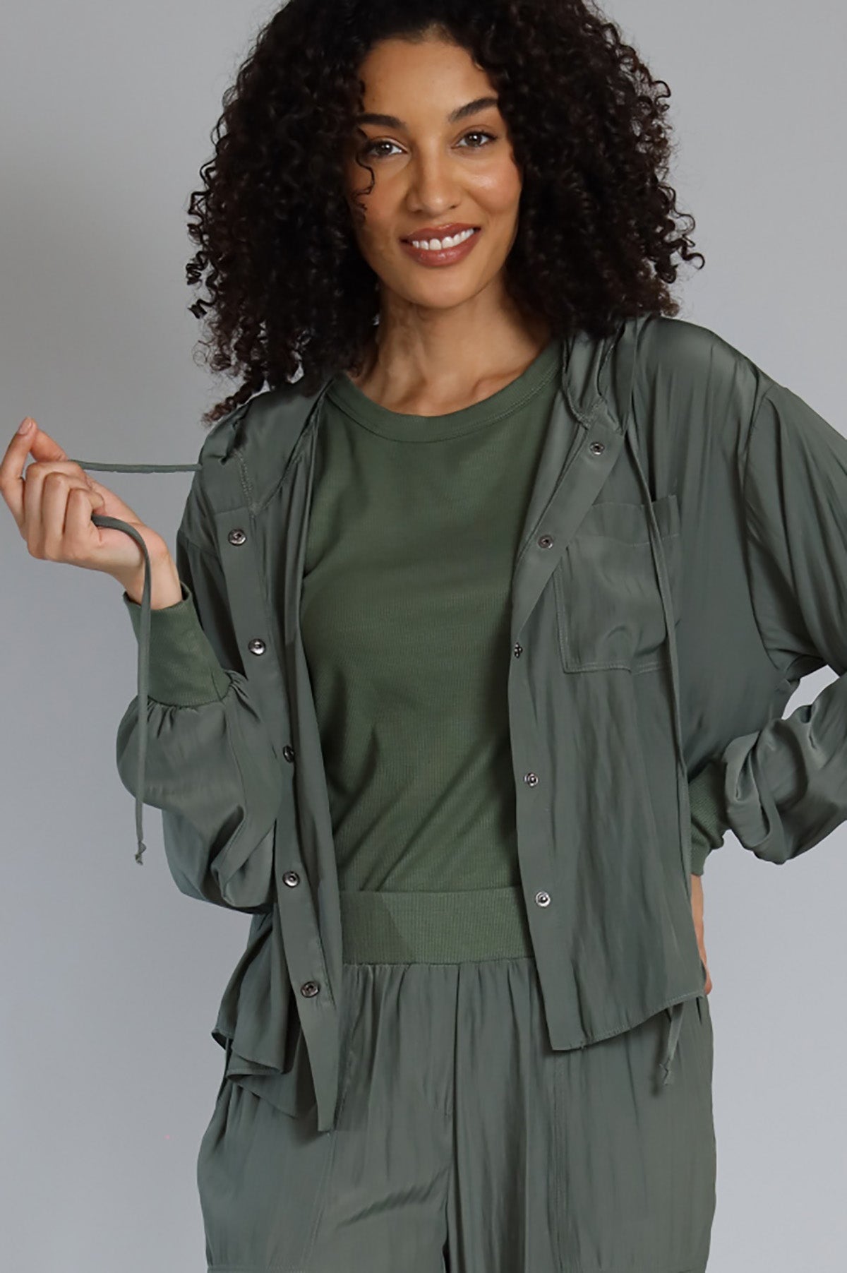 D-Satin Cropped Hoodie