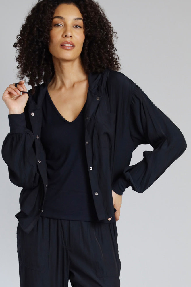 D-Satin Cropped Hoodie