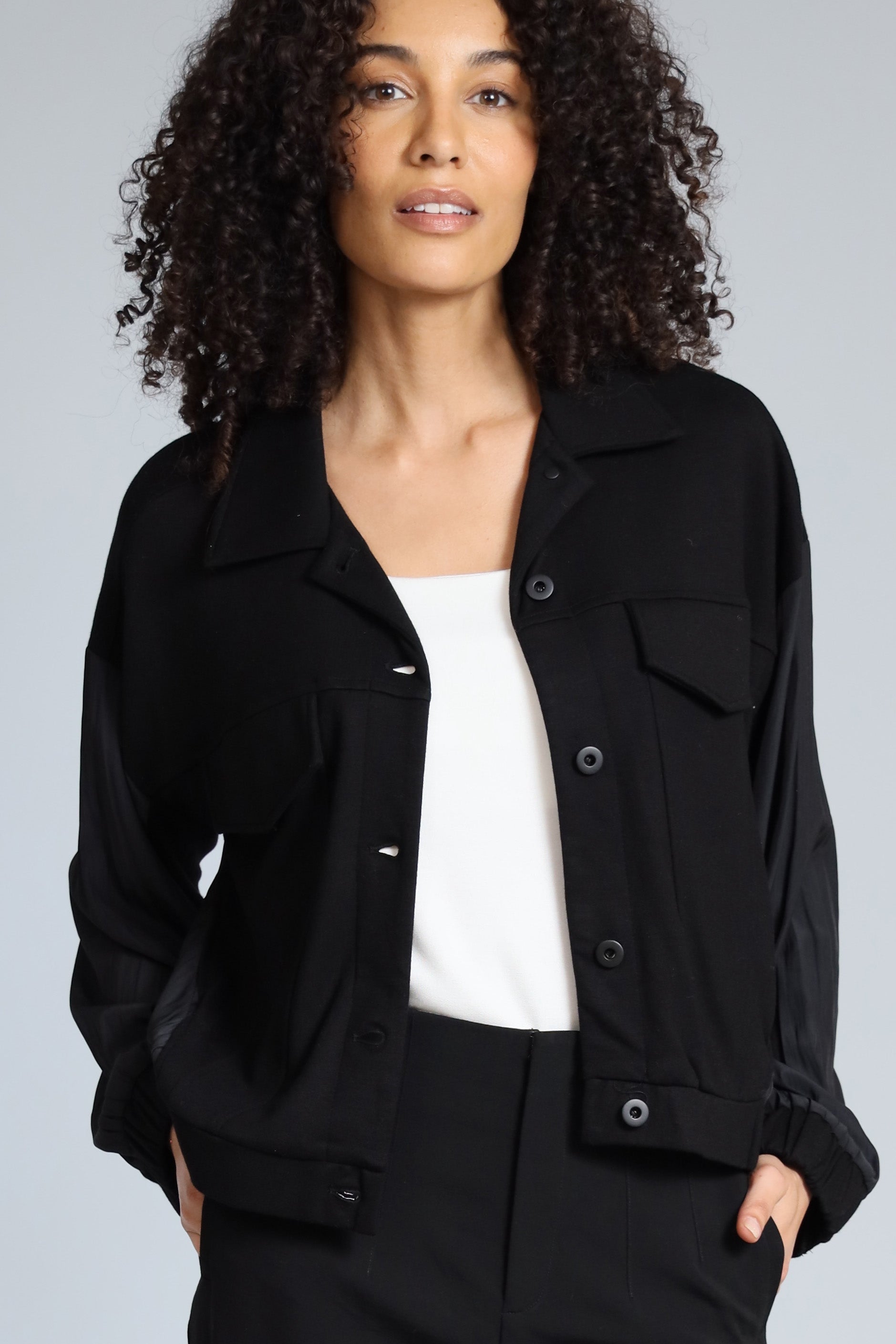 Luxe Ponte Hybrid Jean Jacket