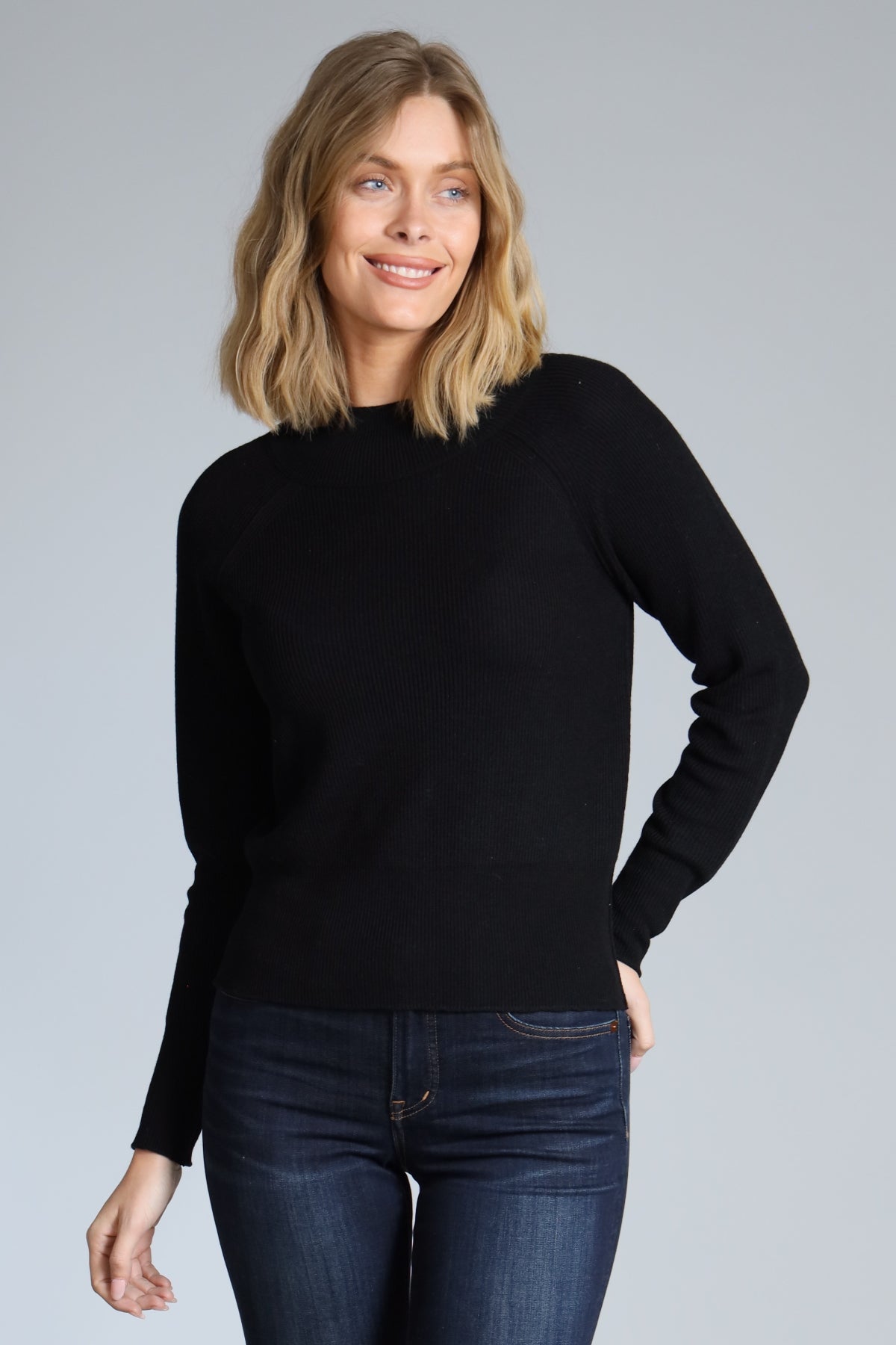 Raglan Mock Neck Sweater