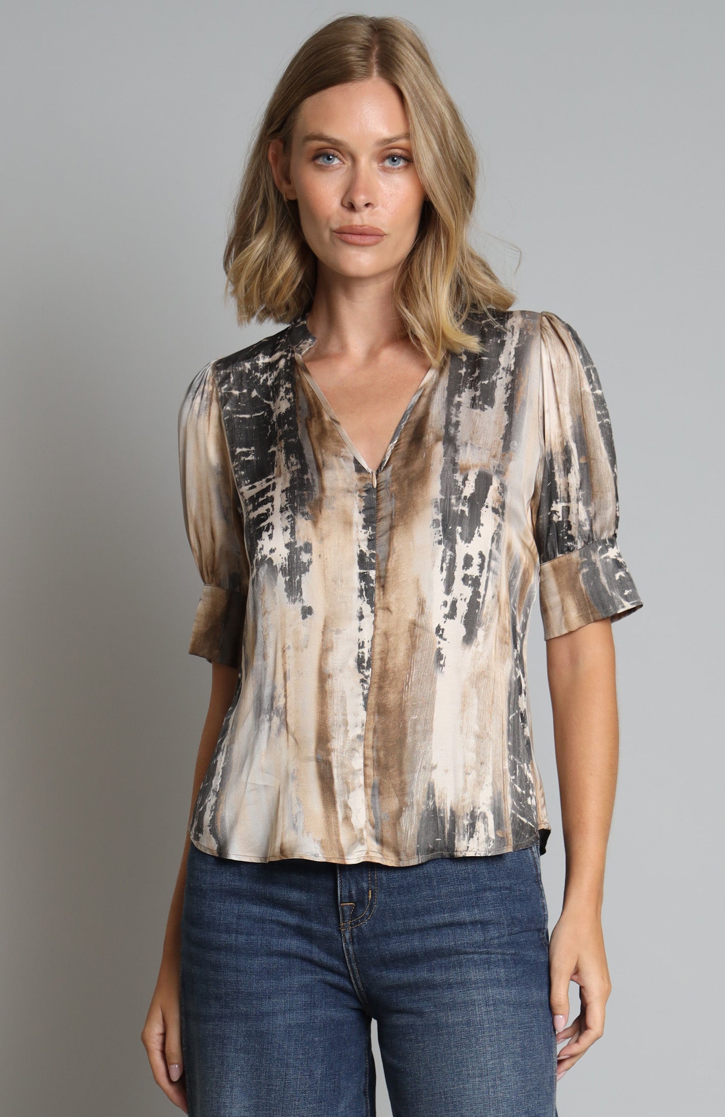 Venetian Zip Front Blouse