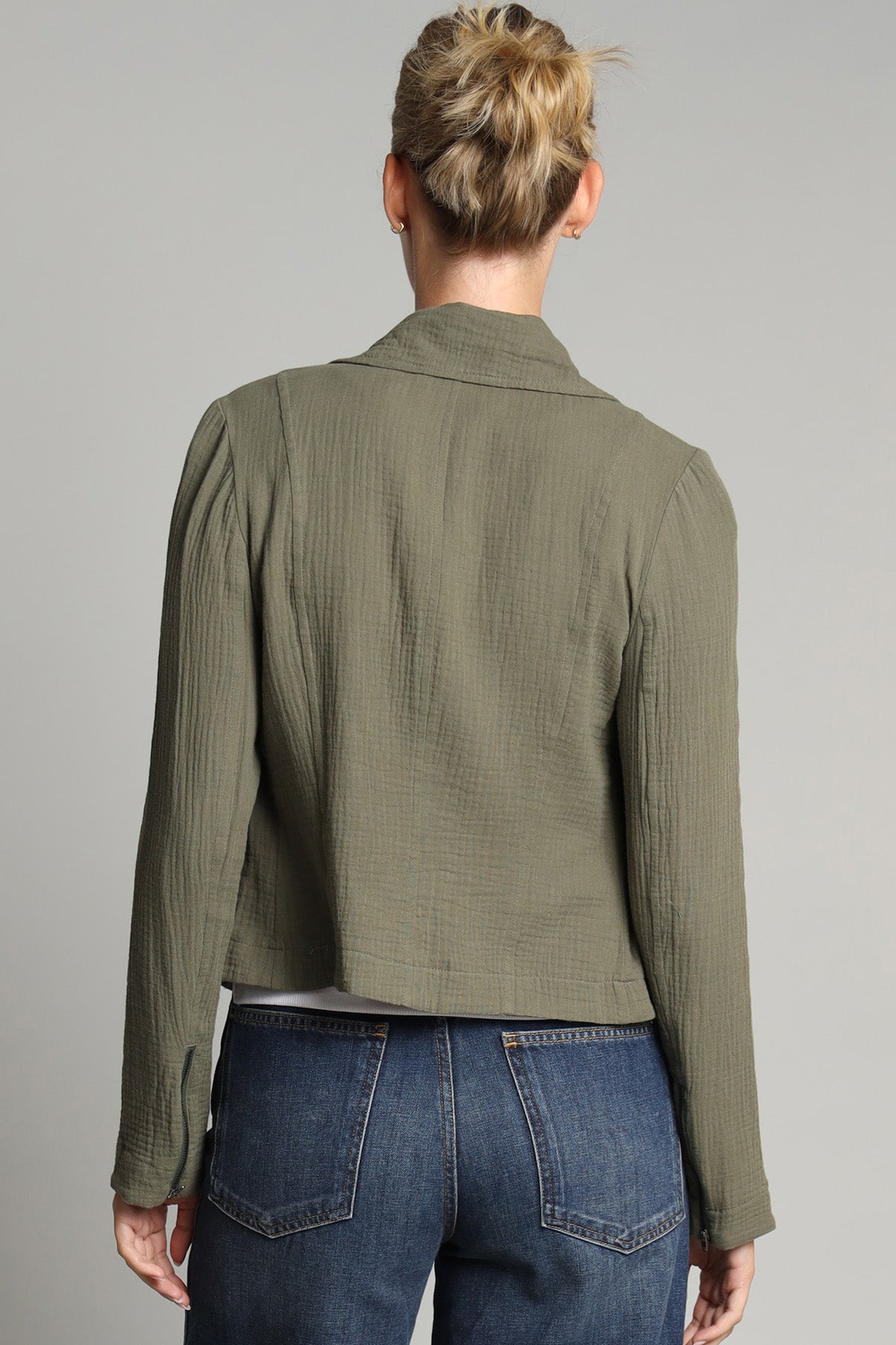 Cotton Gauze Moto Jacket