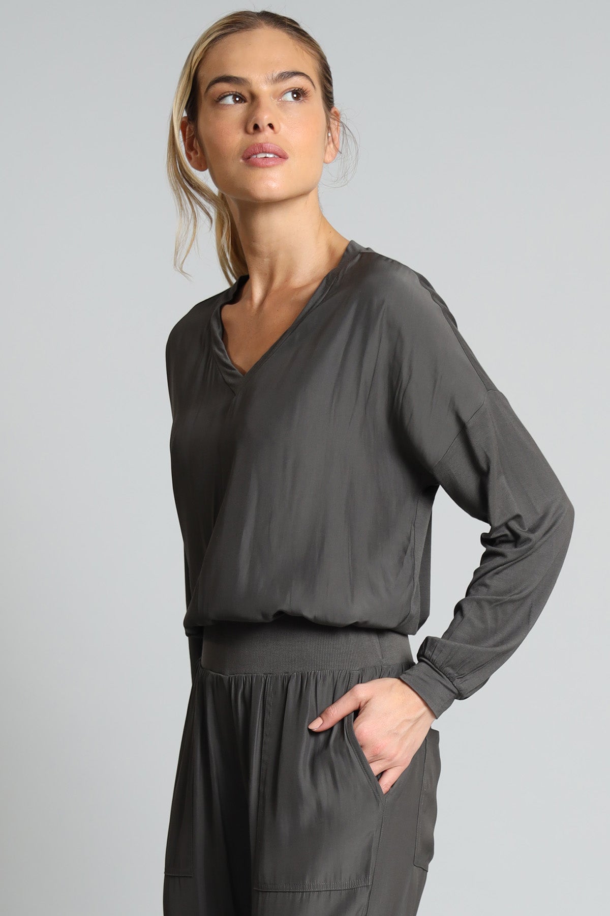 Long Sleeve Hybrid V-Neck