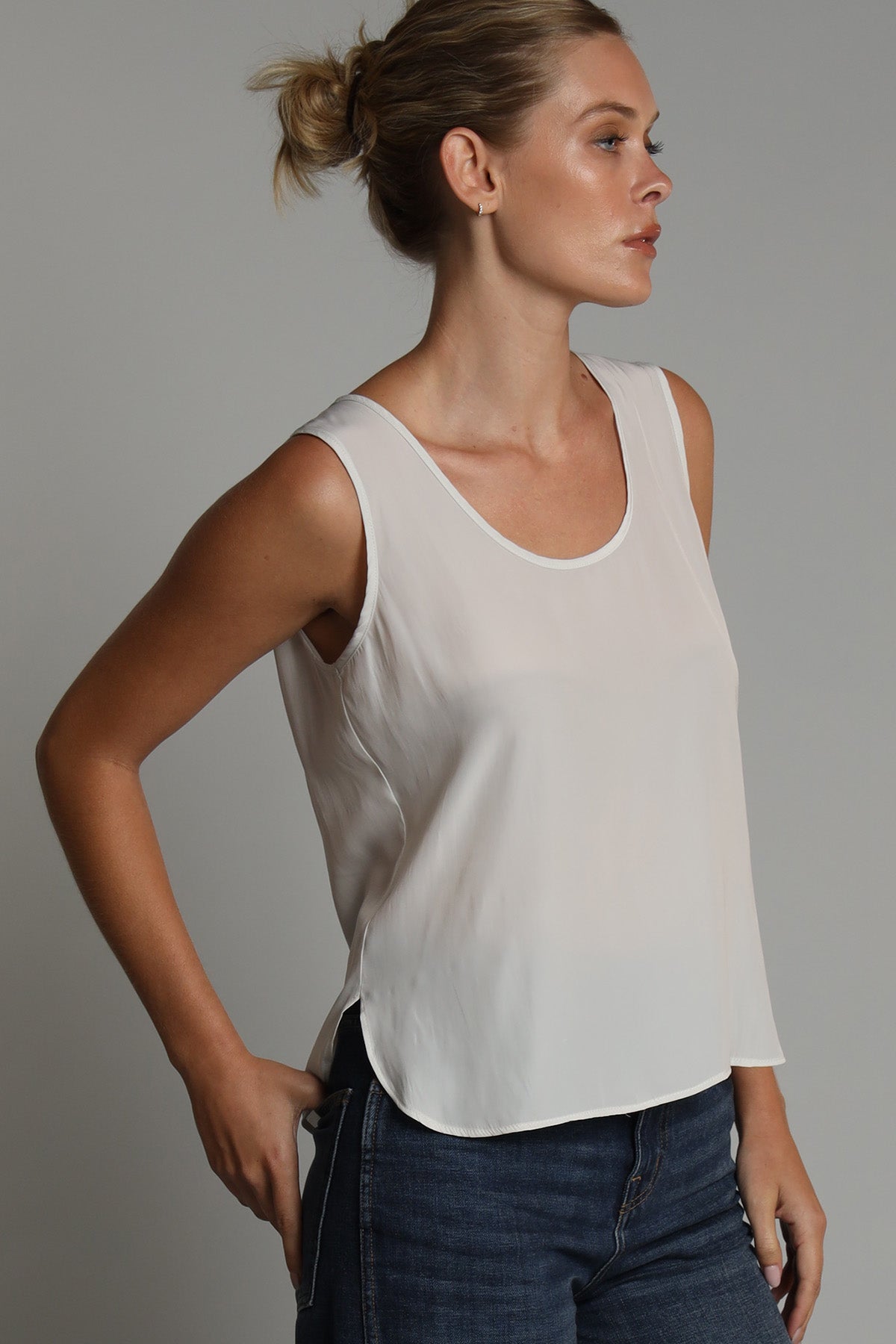 Shirtail D Satin Tank