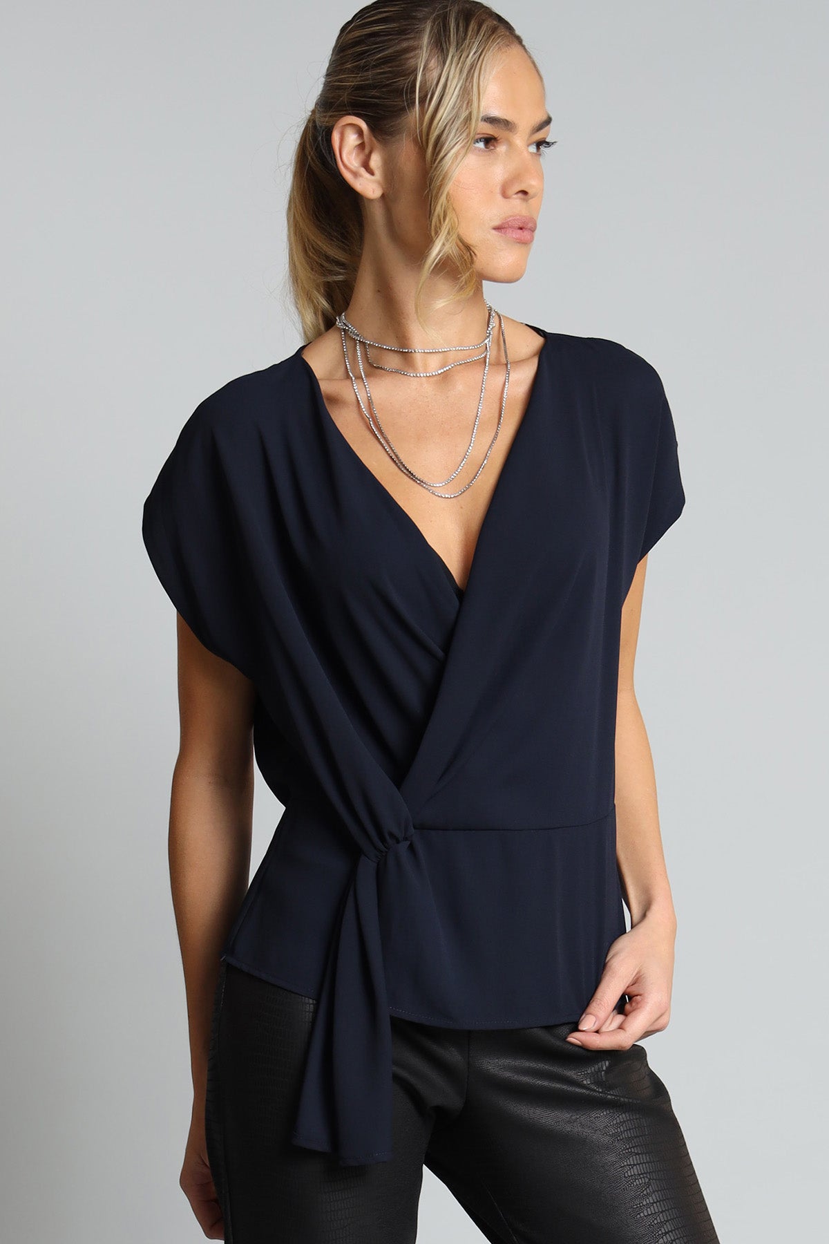 Asymmetric Drape V-nk Top