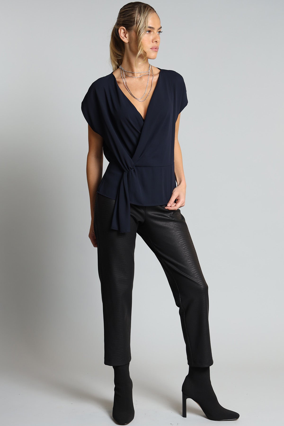 Asymmetric Drape V-nk Top