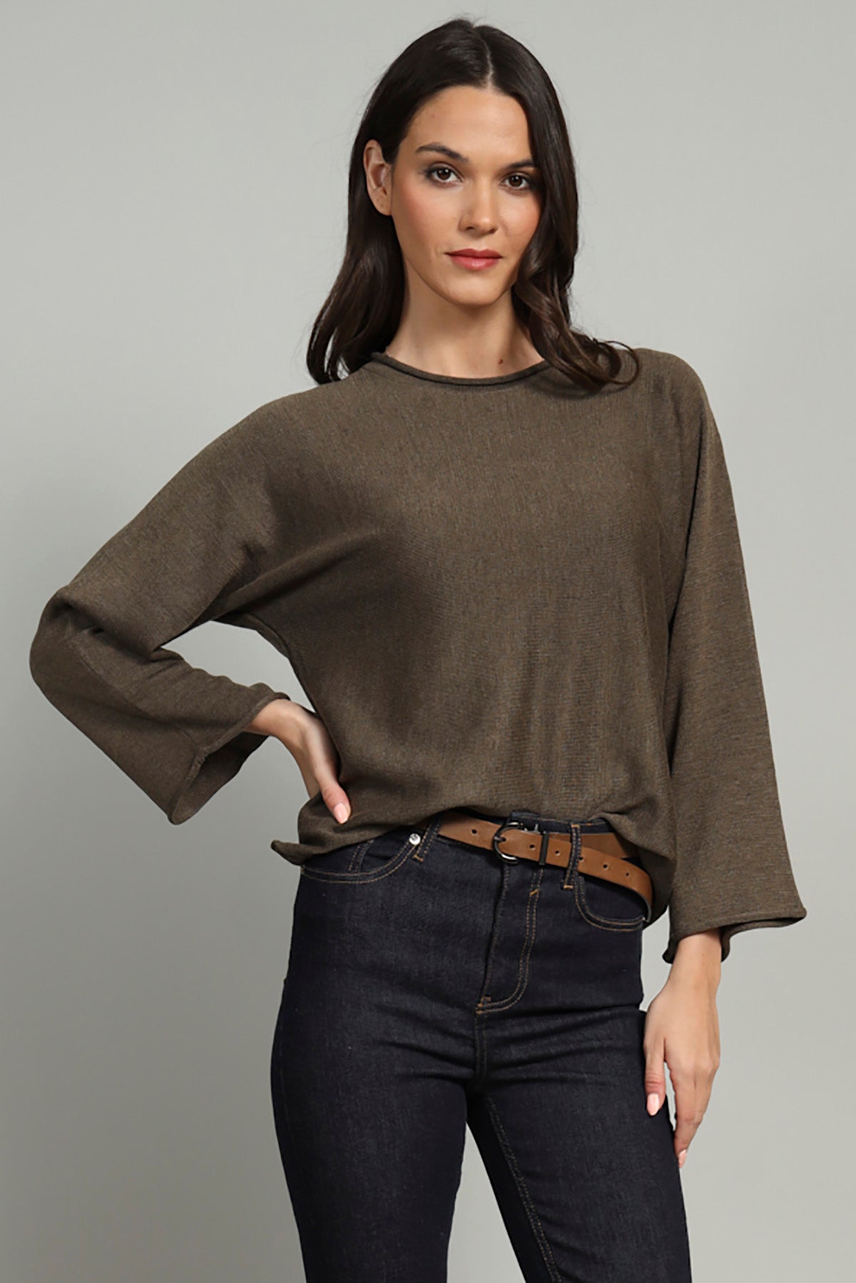 Rolled Edge Kimono Sweater