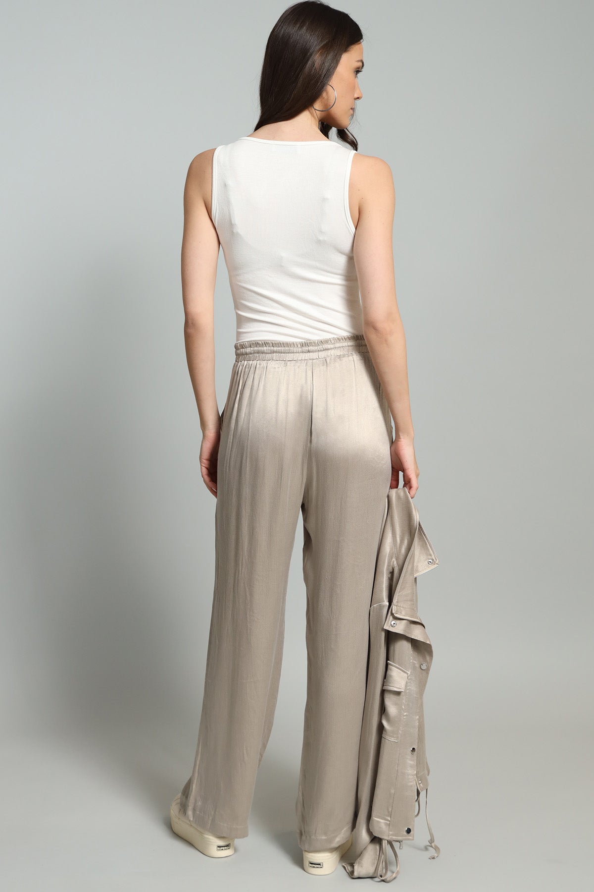 Textured Satin Draw String Pant