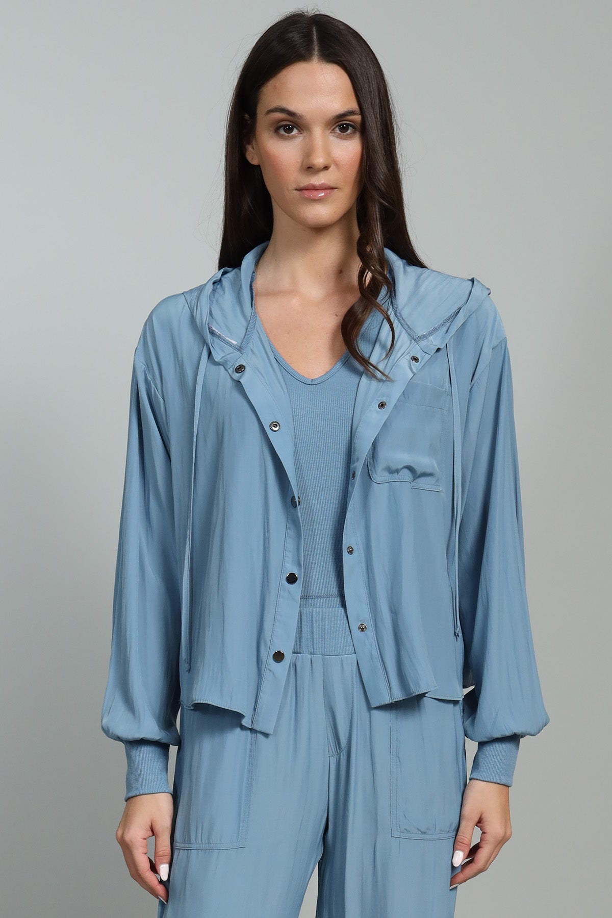 D-Satin Cropped Hoodie