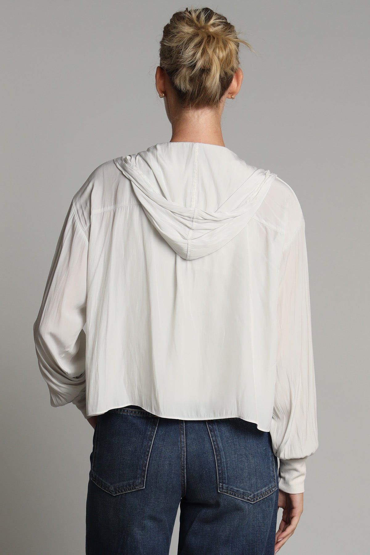 D-Satin Cropped Hoodie