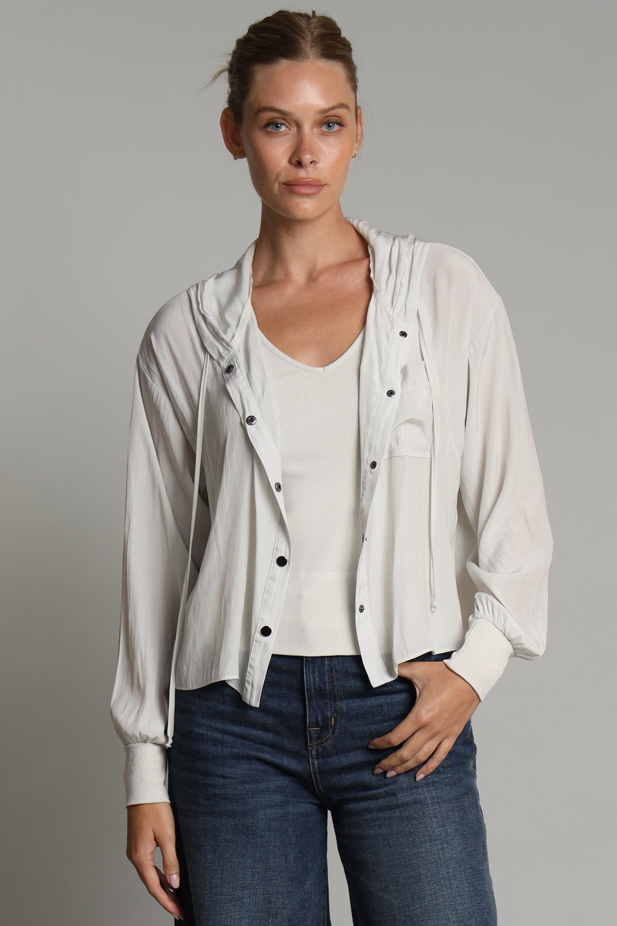 D-Satin Cropped Hoodie