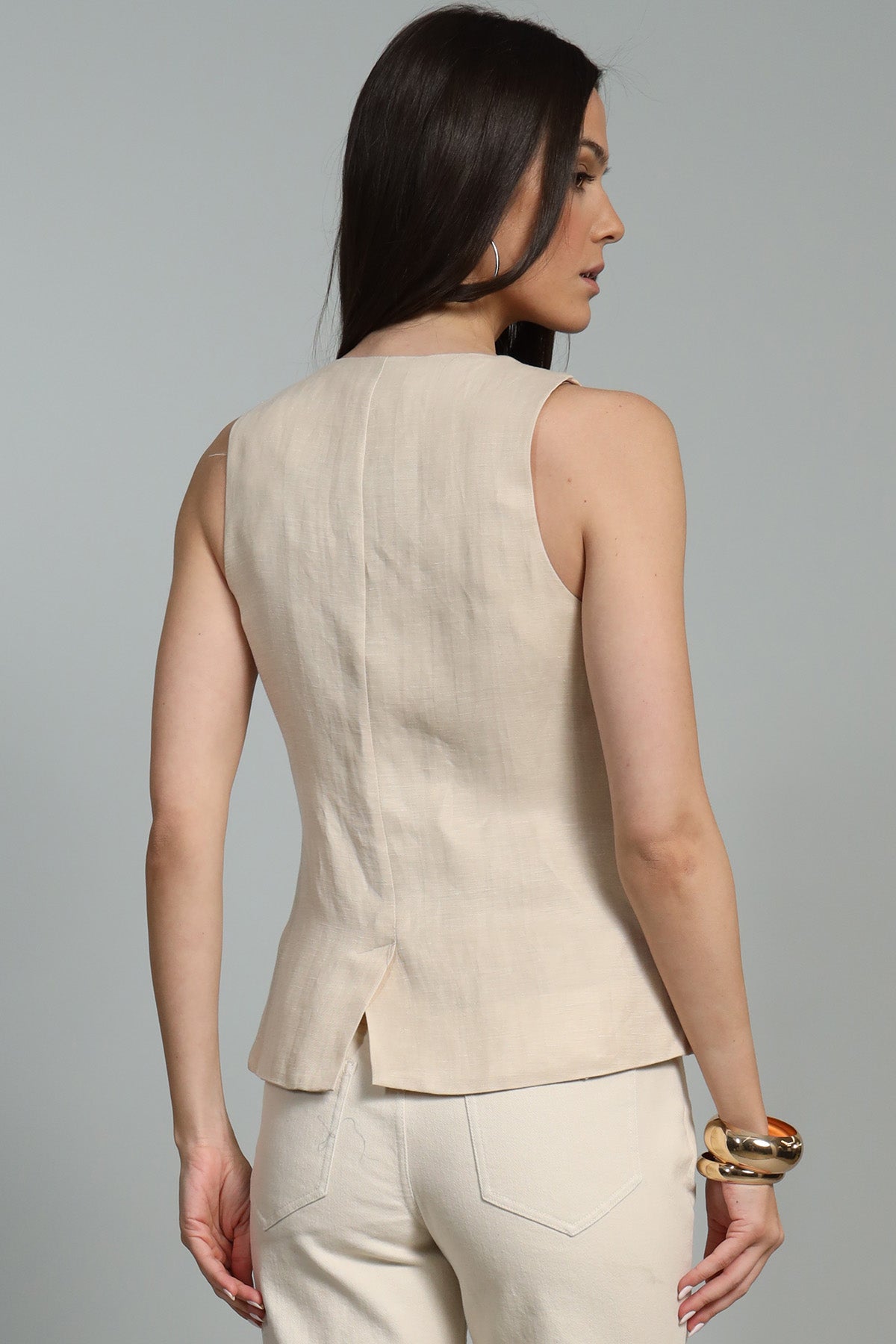 Belted Linen / Cupro Vest