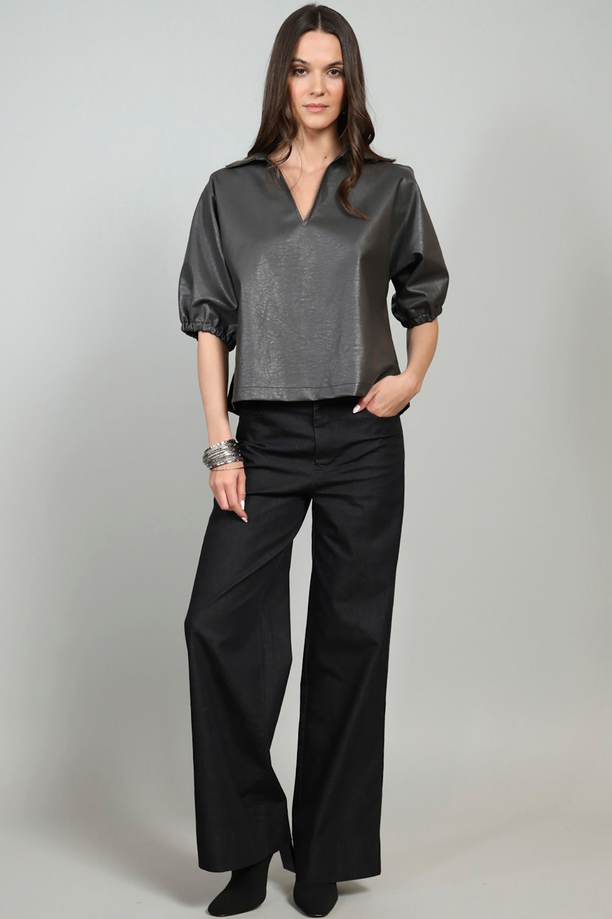 Nicole Vegan Leather Top