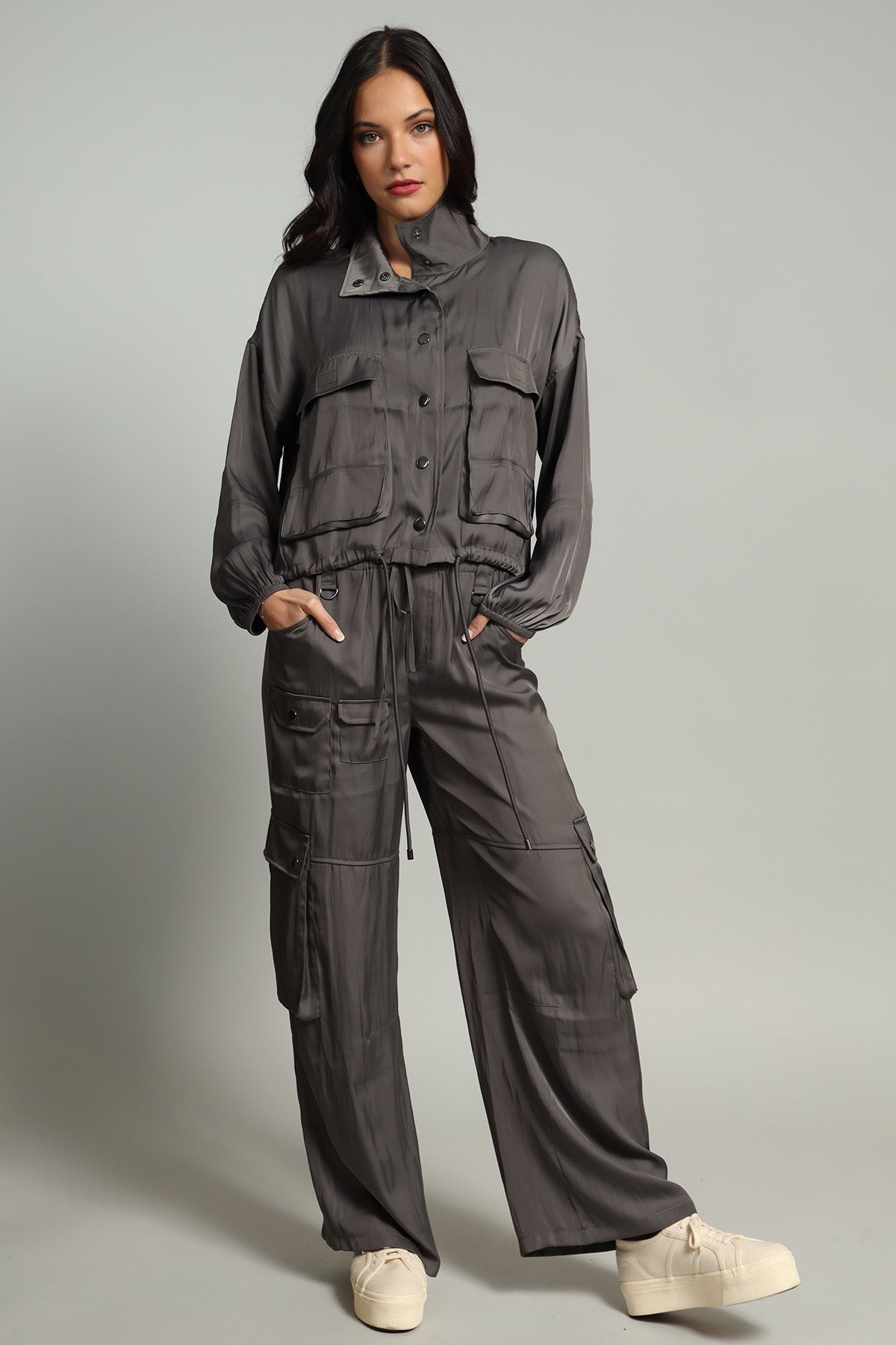 Satin Cargo Jacket