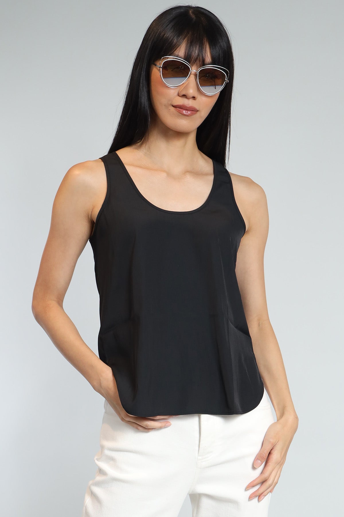 Shirtail D Satin Tank