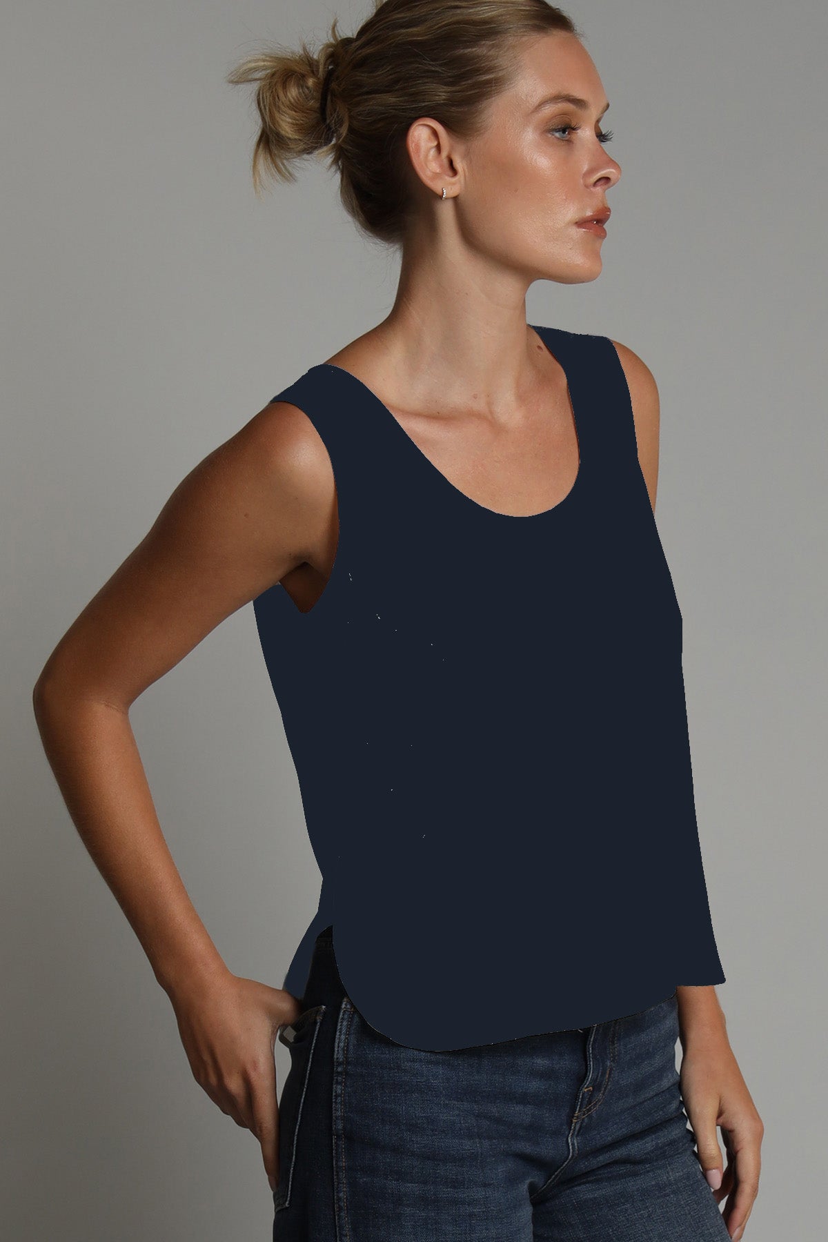 Shirtail D Satin Tank